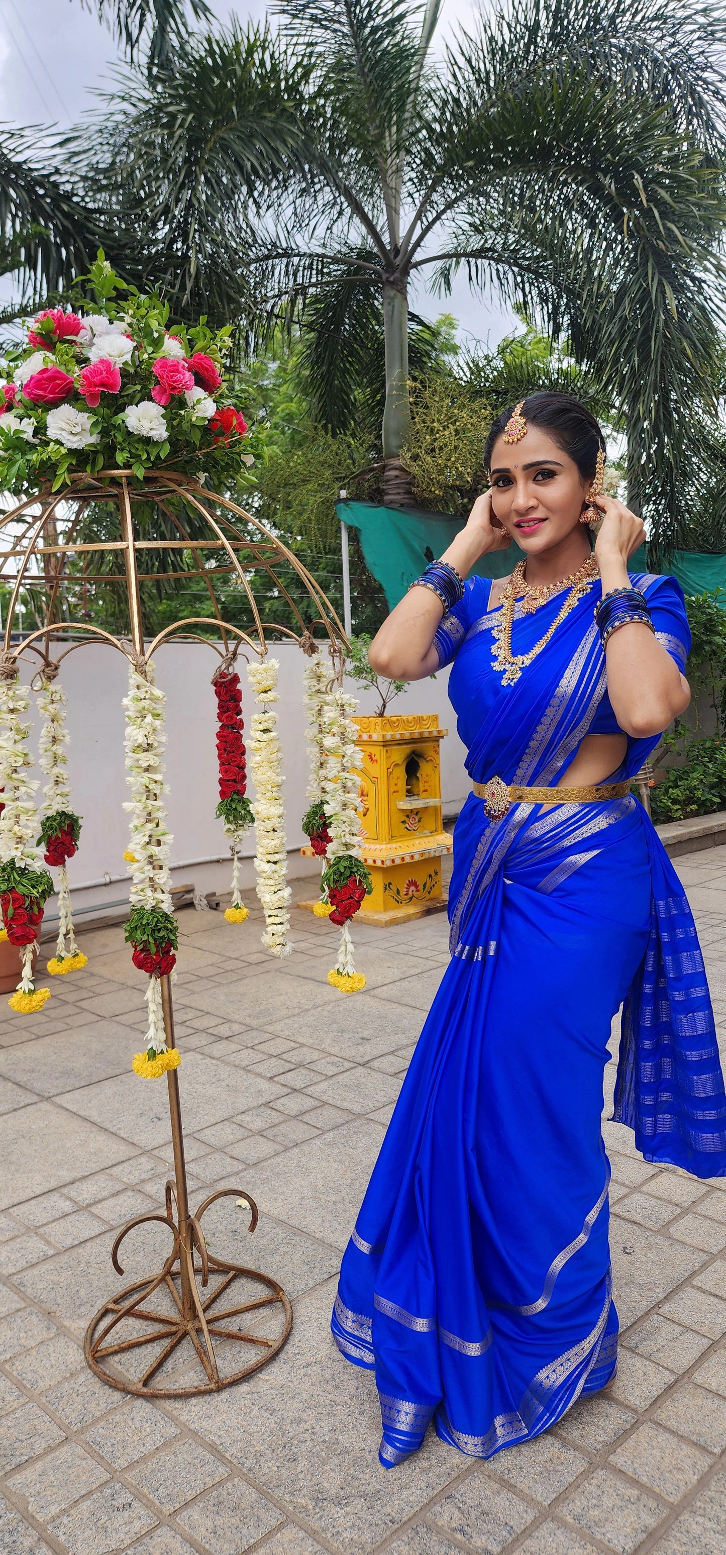 Semi Silk Saree - Solid Blue