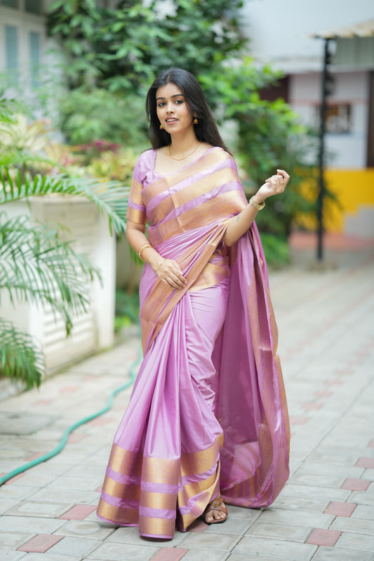 Semi Silk Saree - Mauve Saree