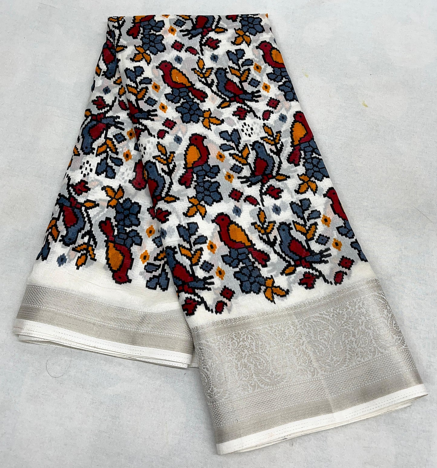 Dola Silk Jacquard Sarees - Black & White with silver boarder