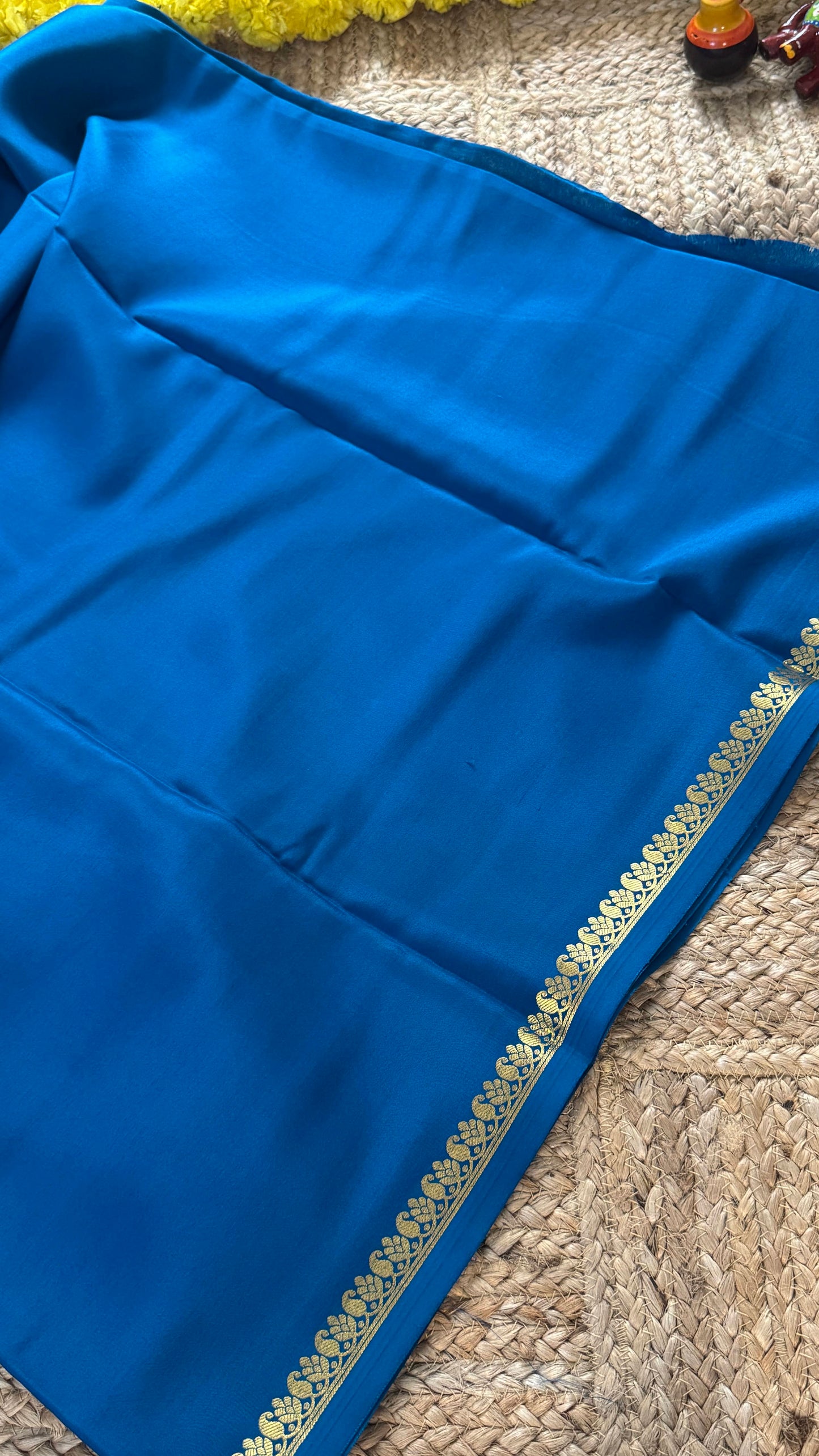 Pure Mysore Silk Saree - Mango Boarder Royal Blue