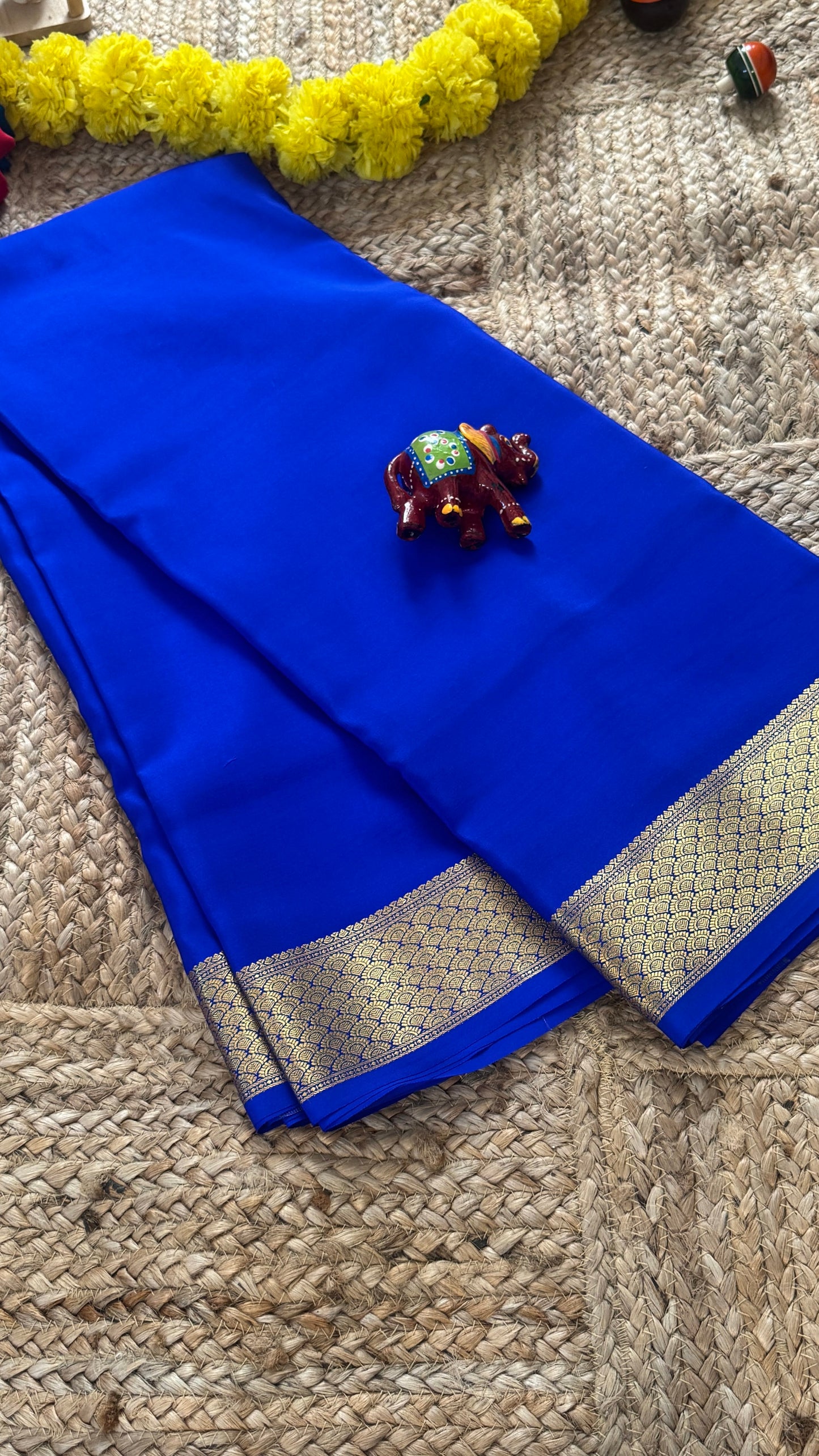 Pure Mysore Silk Saree - Thick Boarder Royal Blue