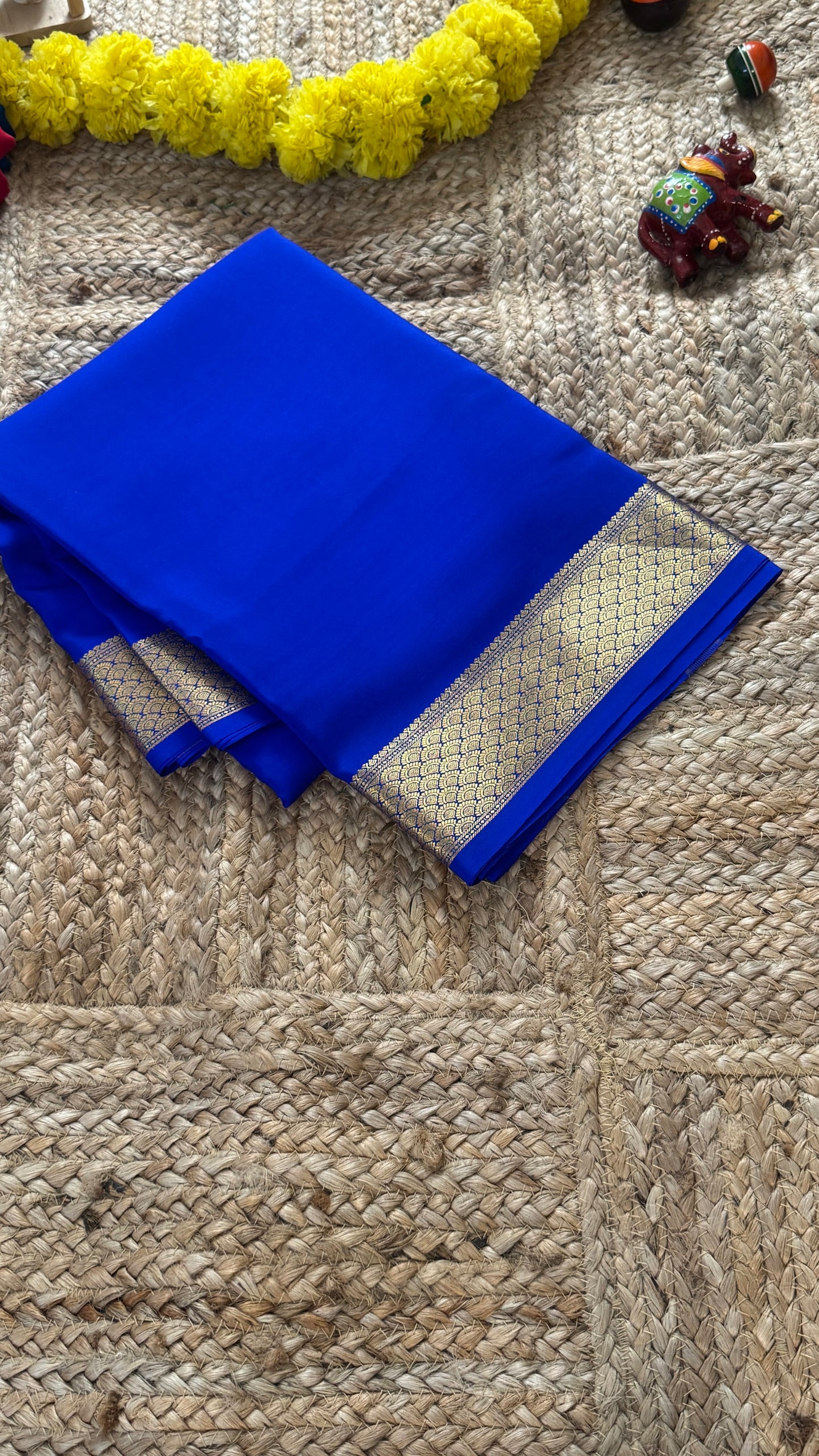 Pure Mysore Silk Saree - Thick Boarder Royal Blue