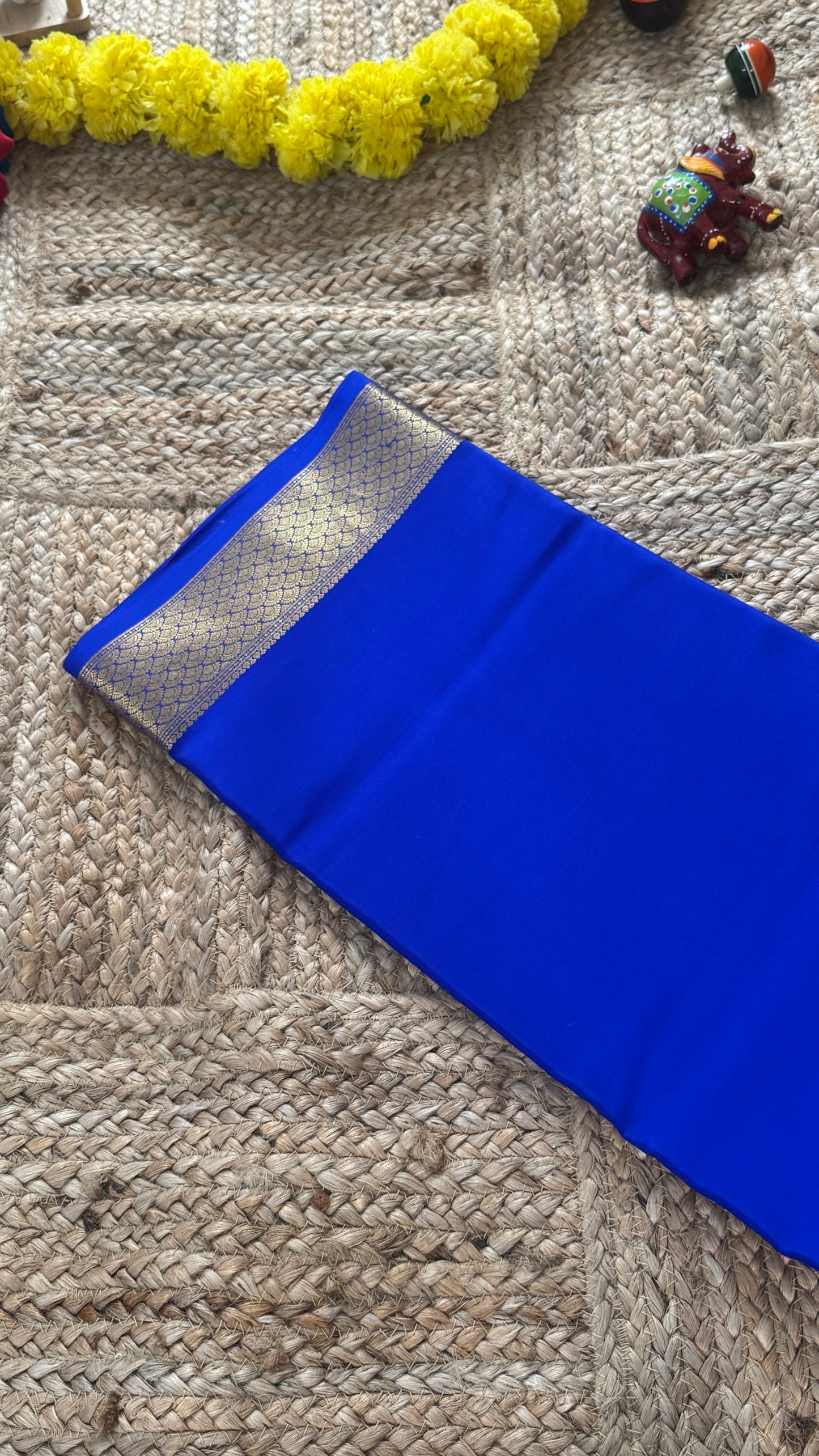 Pure Mysore Silk Saree - Thick Boarder Royal Blue