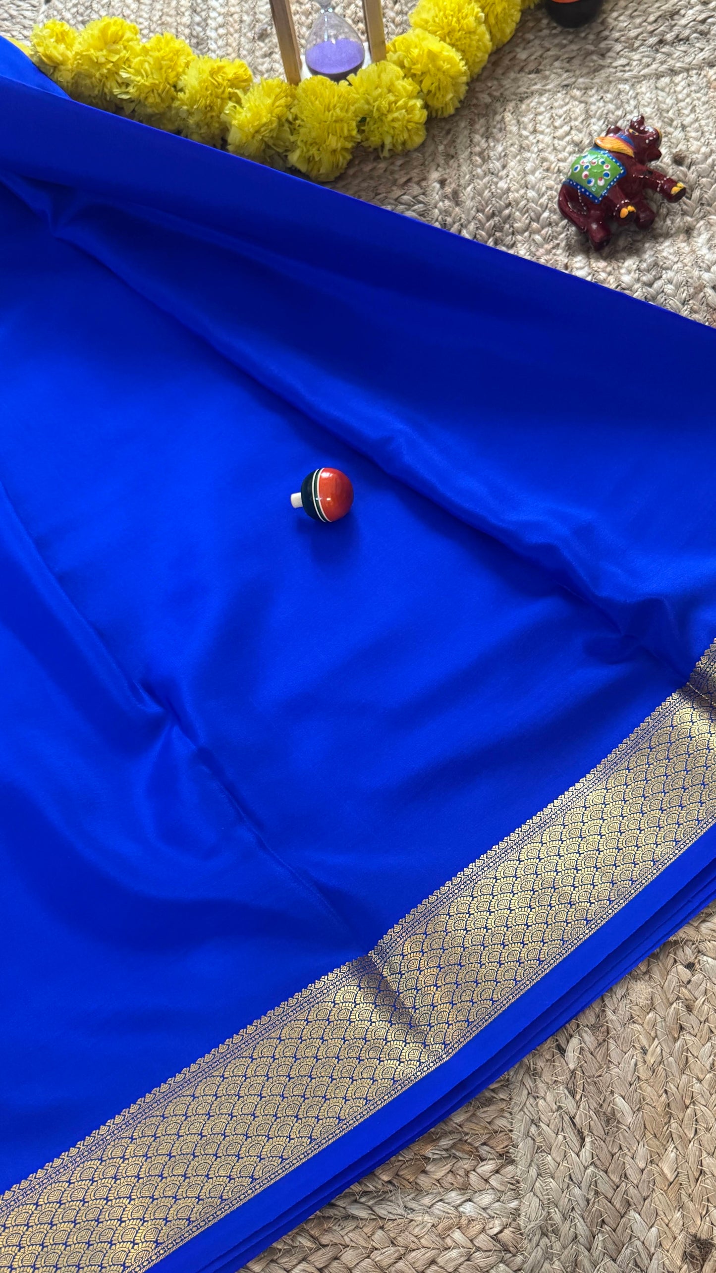 Pure Mysore Silk Saree - Thick Boarder Royal Blue