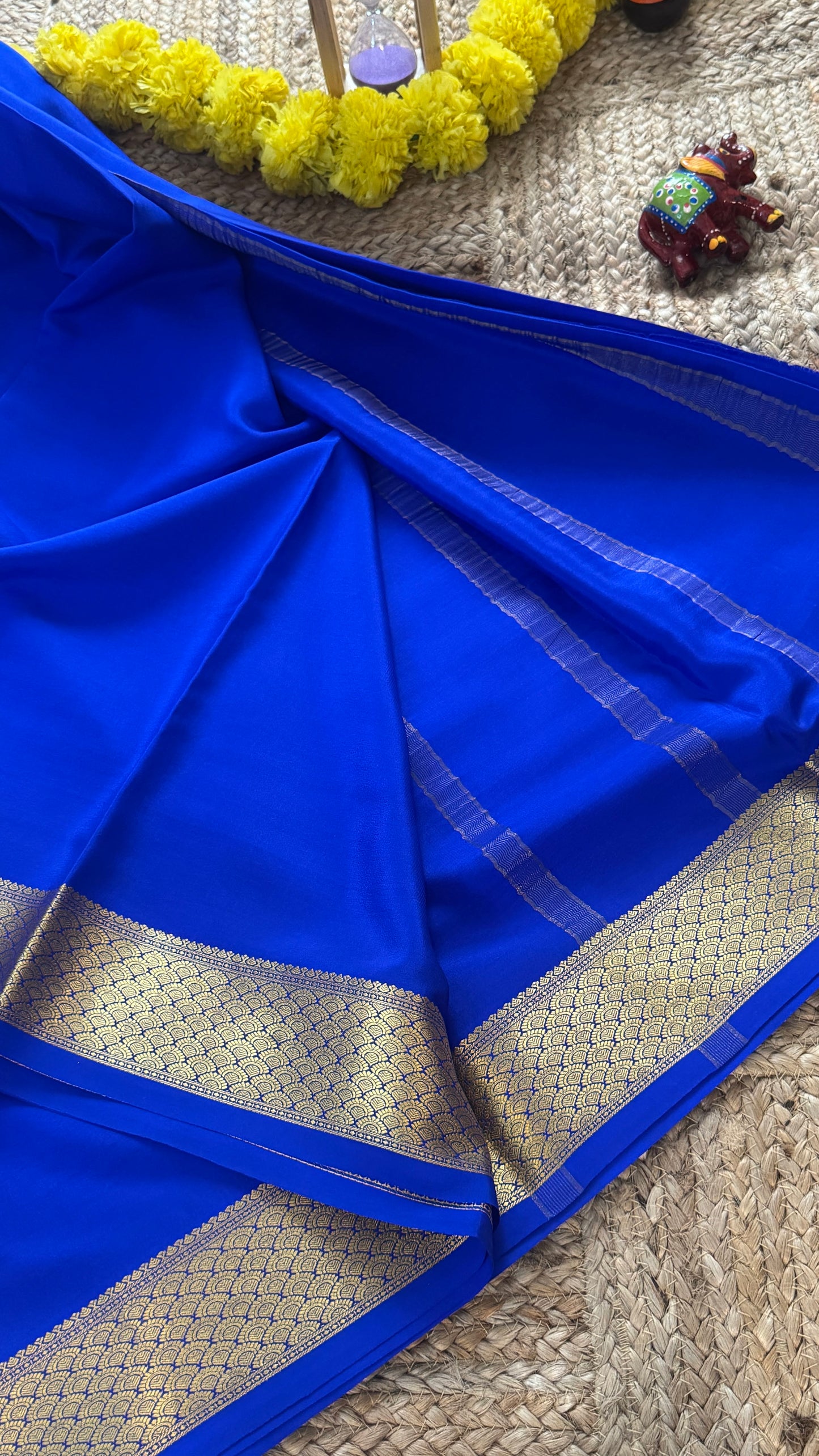 Pure Mysore Silk Saree - Thick Boarder Royal Blue