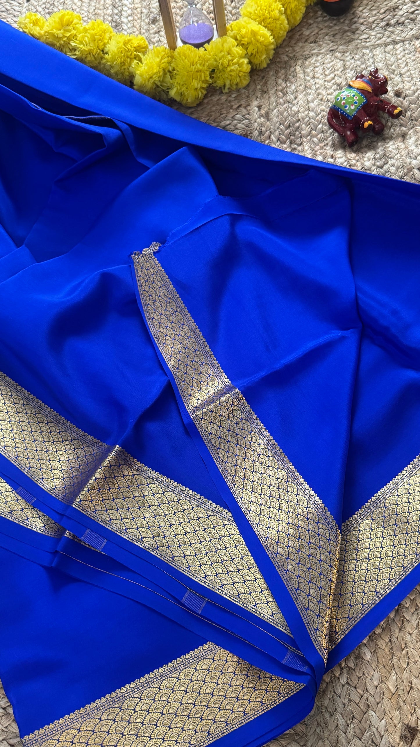 Pure Mysore Silk Saree - Thick Boarder Royal Blue