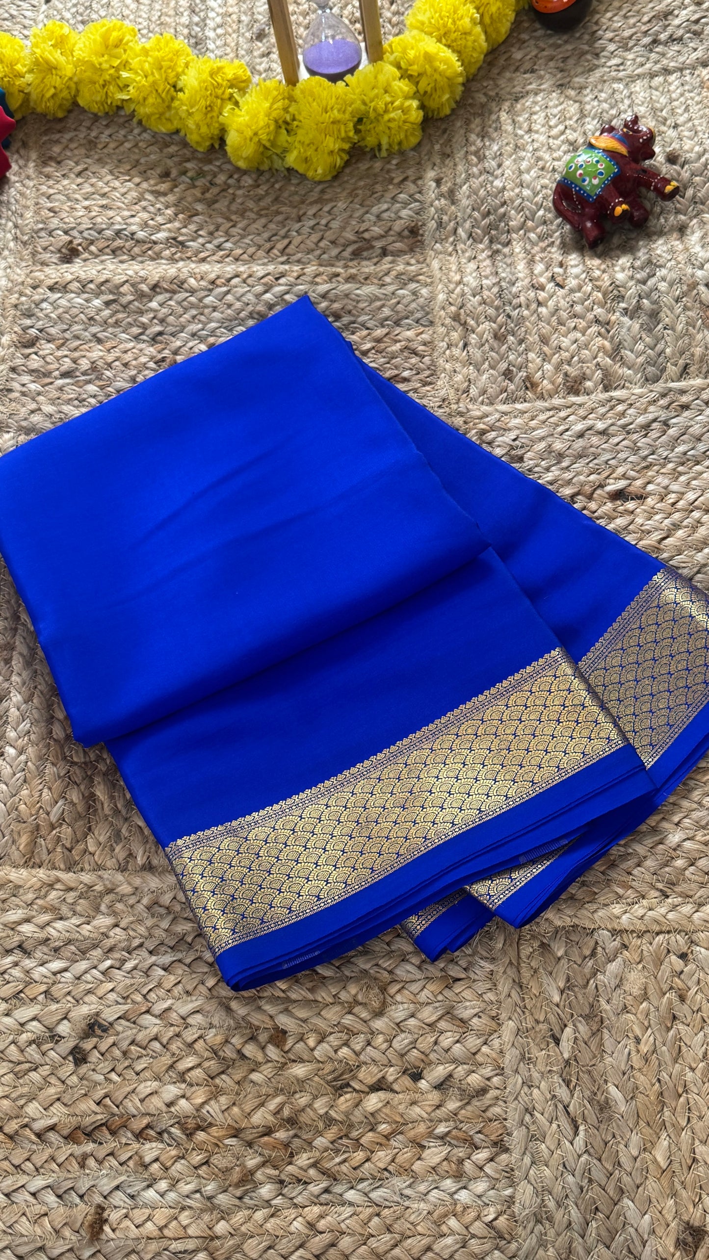 Pure Mysore Silk Saree - Thick Boarder Royal Blue