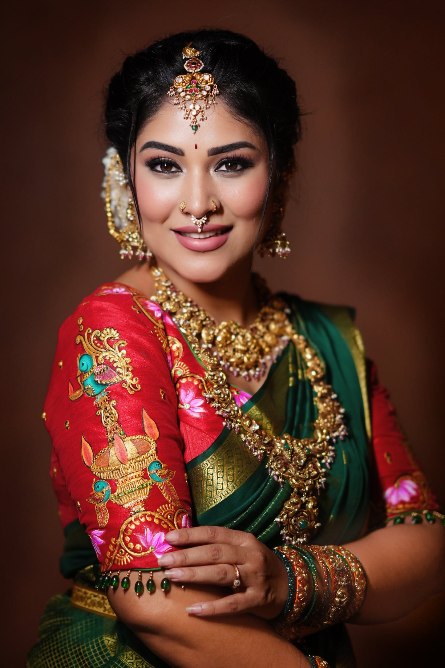Pure Mysore Silk Saree - Jhumka Zari Solid Green