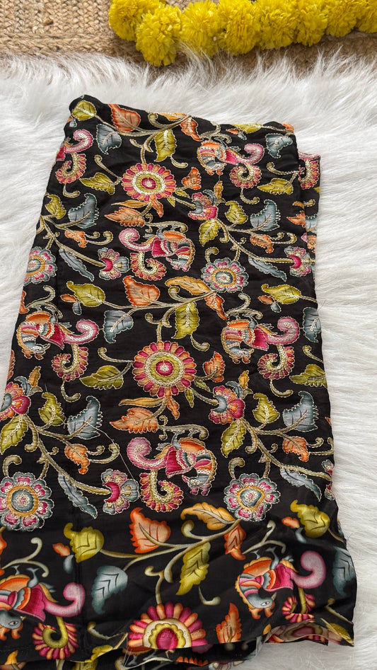 Combo Offer - Parrot Green Monotone Mysuru Silk Saree + Designer second Blouse fabric