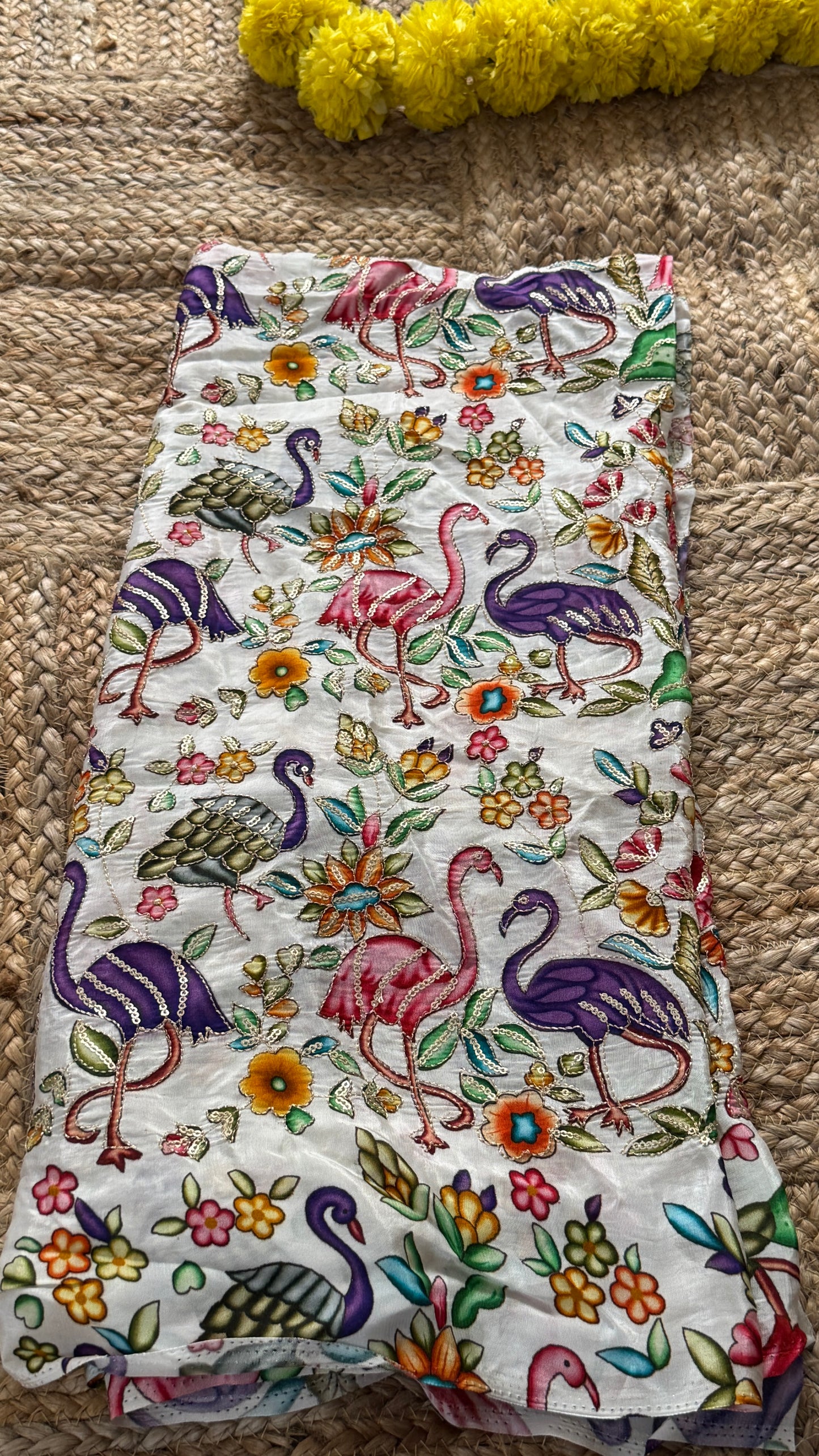 Designer Blouse Fabric - Crepe Silk White3