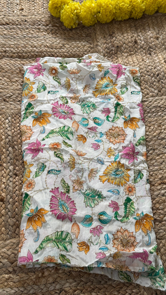 Combo Offer - Red Monotone Mysuru Silk Saree + Designer second Blouse fabric