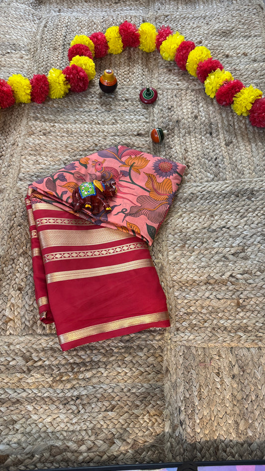 Digital Print 2D Saree - Red