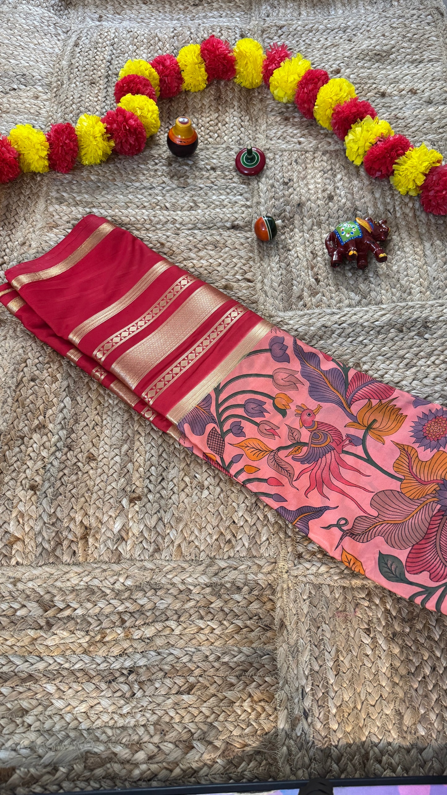 Digital Print 2D Saree - Red