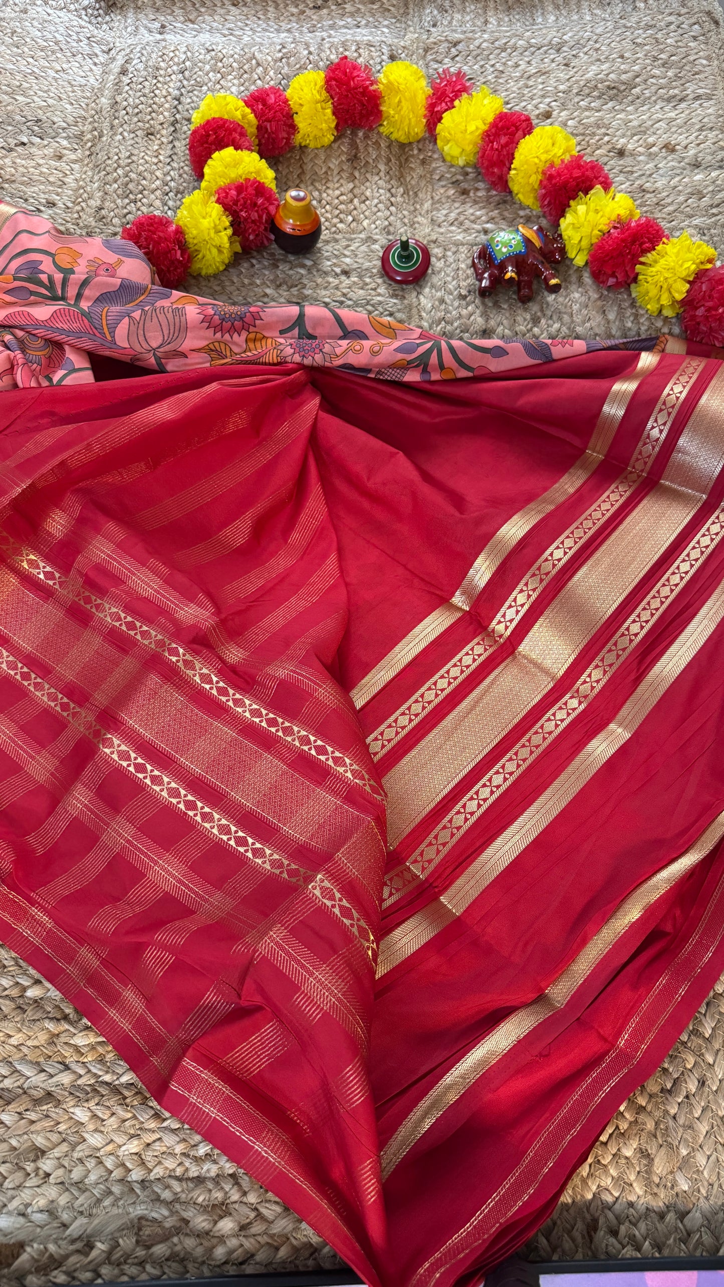 Digital Print 2D Saree - Red