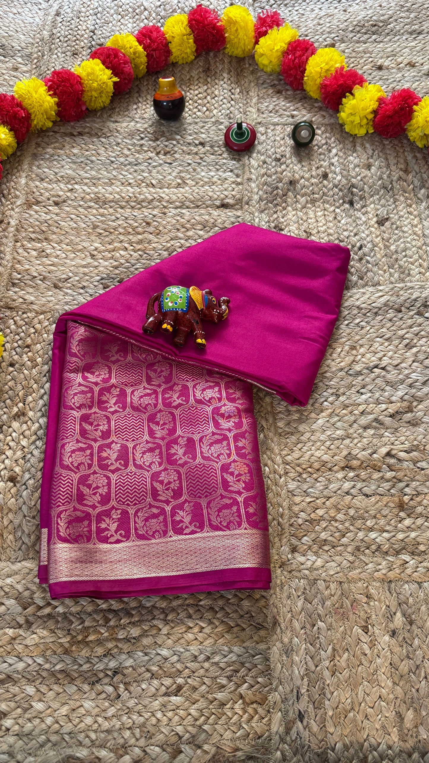Semi Silk Brocade Half and Half Pink