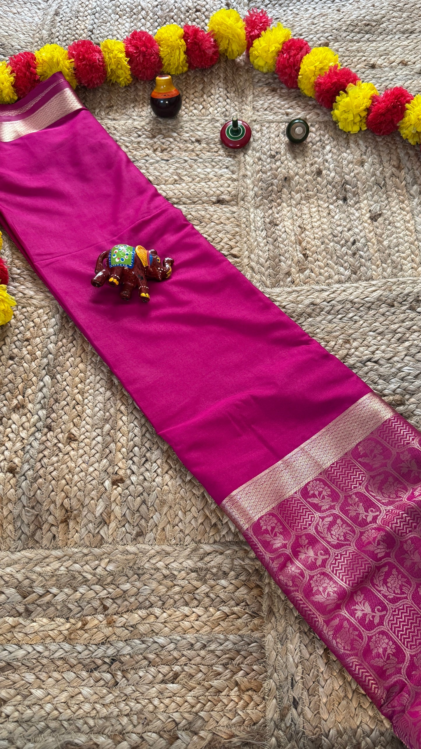 Semi Silk Brocade Half and Half Pink