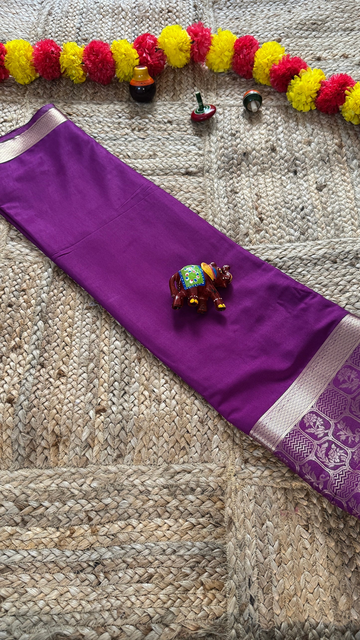 Semi Silk Brocade Half and Half Purple