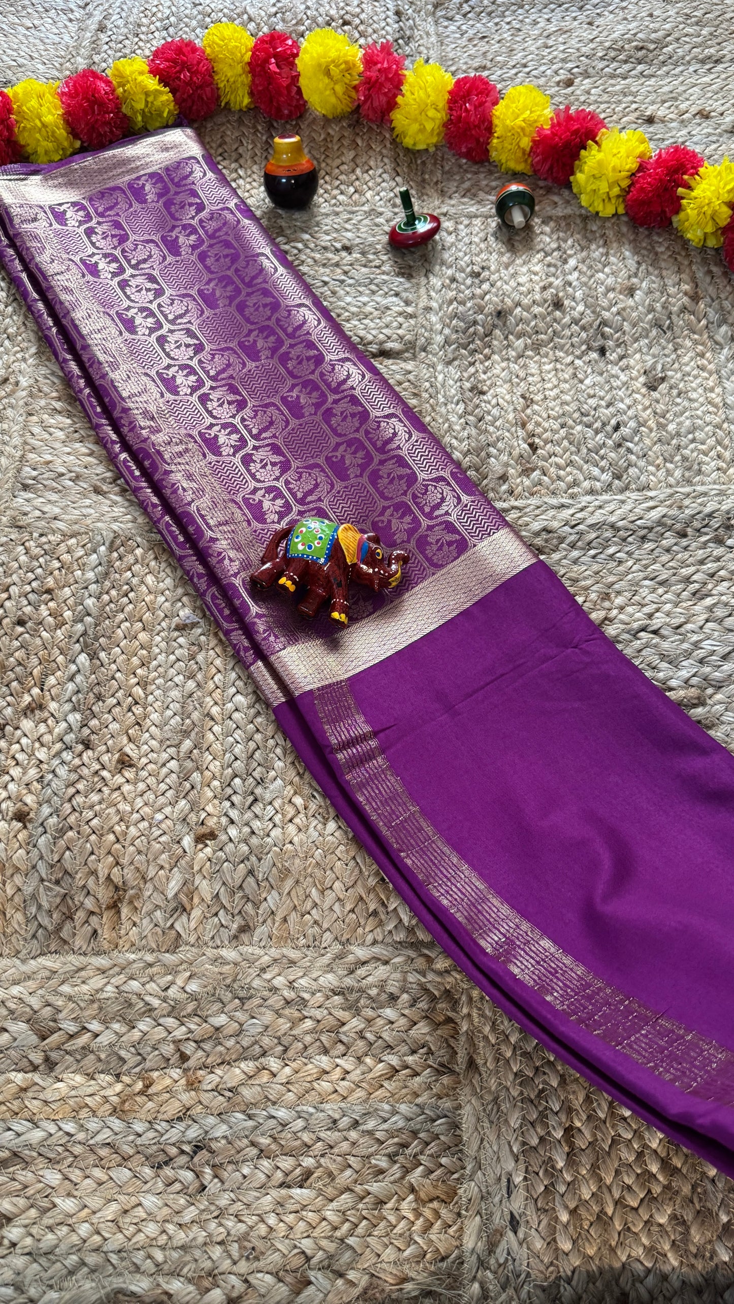 Semi Silk Brocade Half and Half Purple