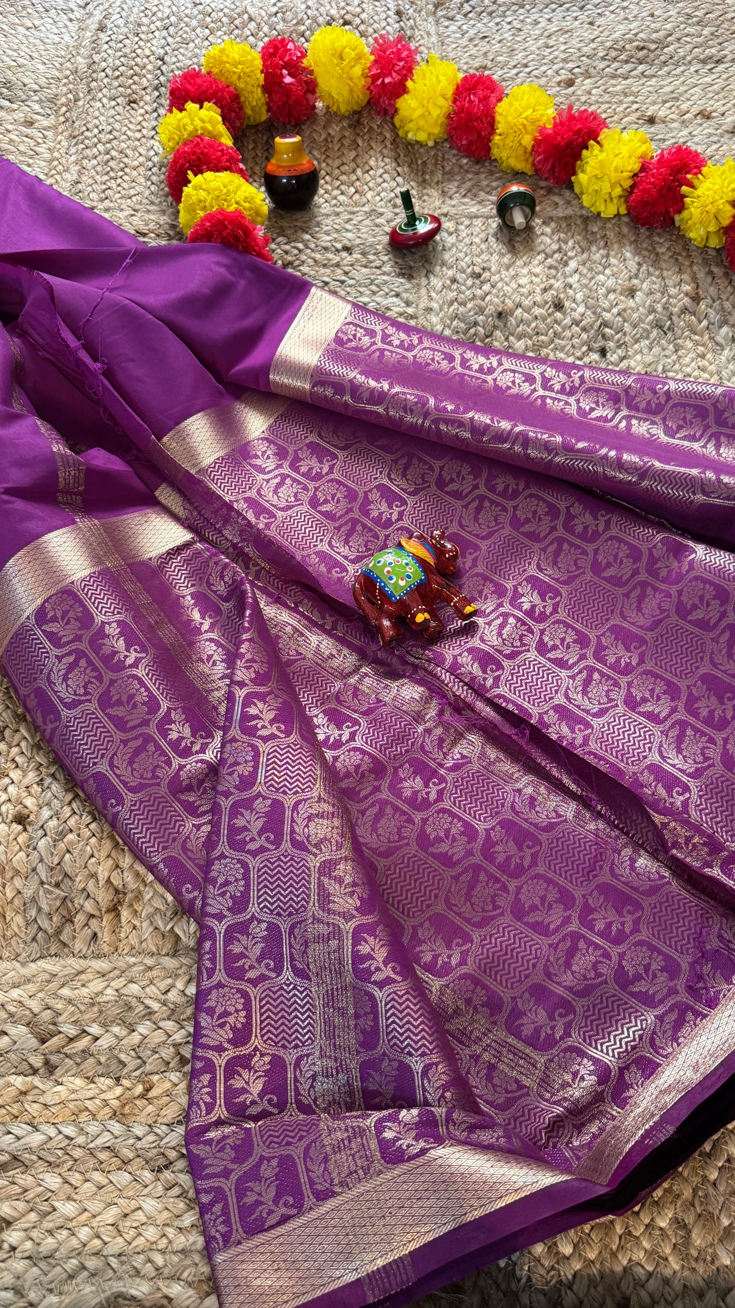 Semi Silk Brocade Half and Half Purple