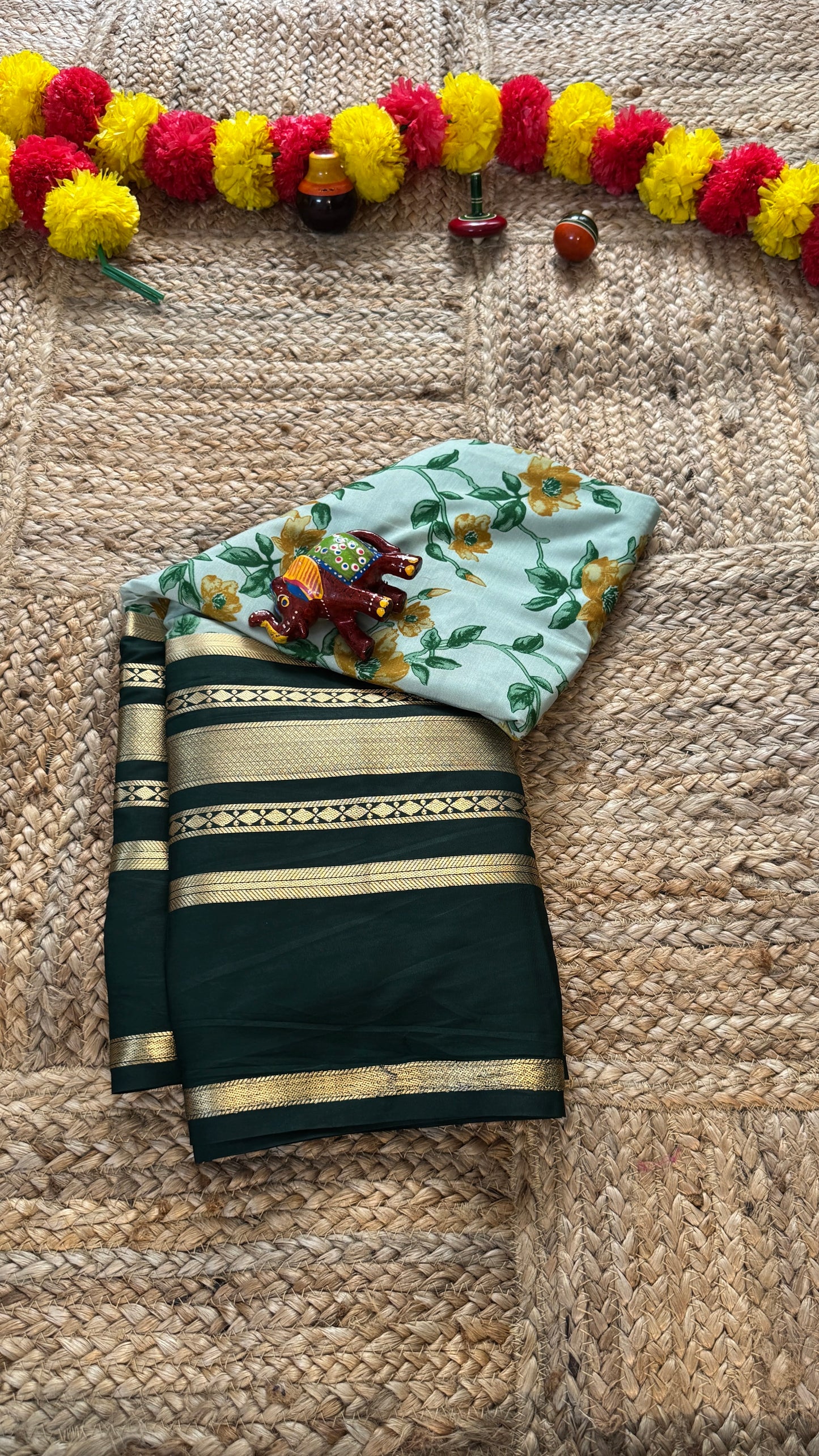 Digital Print 2D Saree - Green
