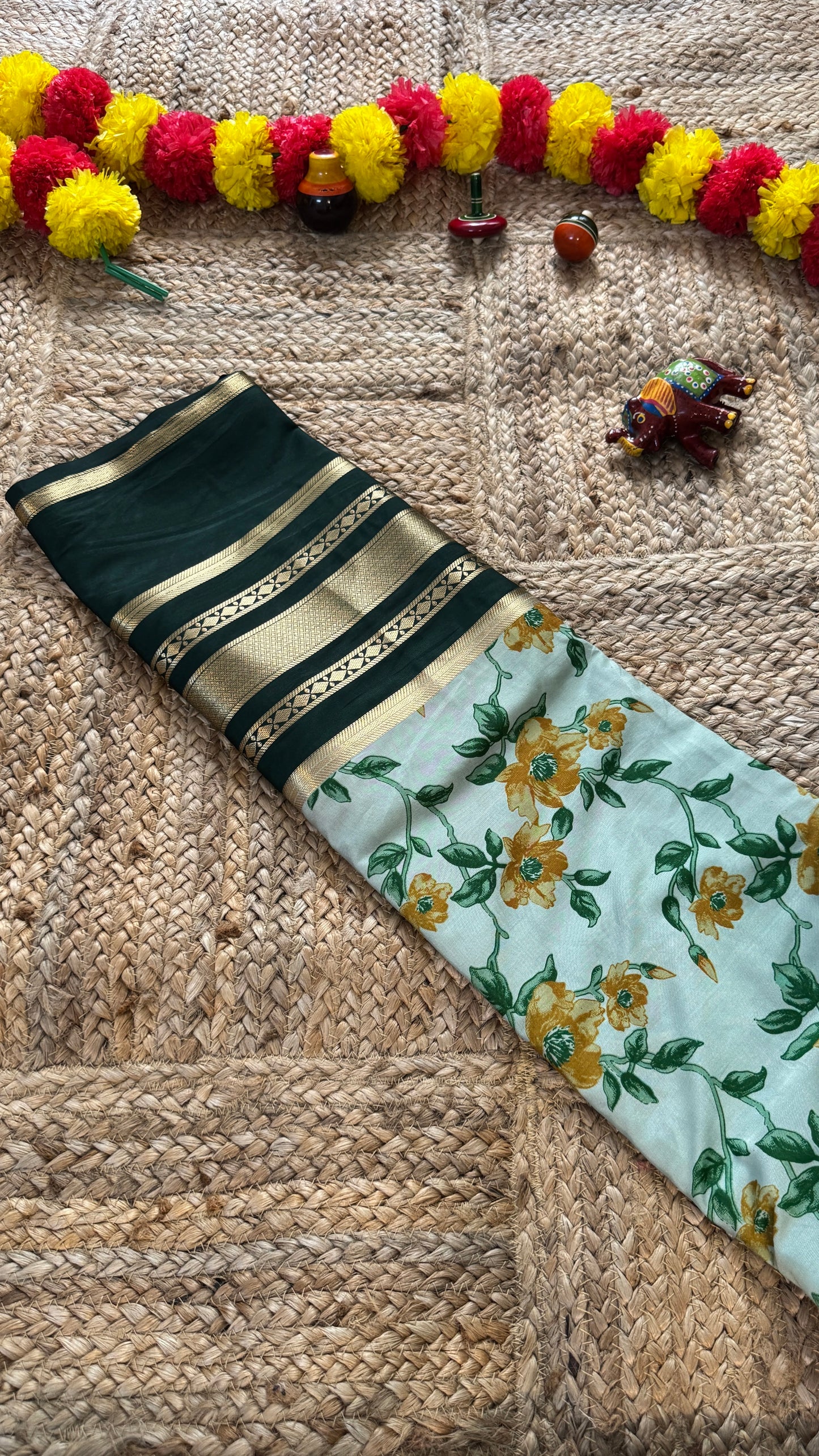 Digital Print 2D Saree - Green
