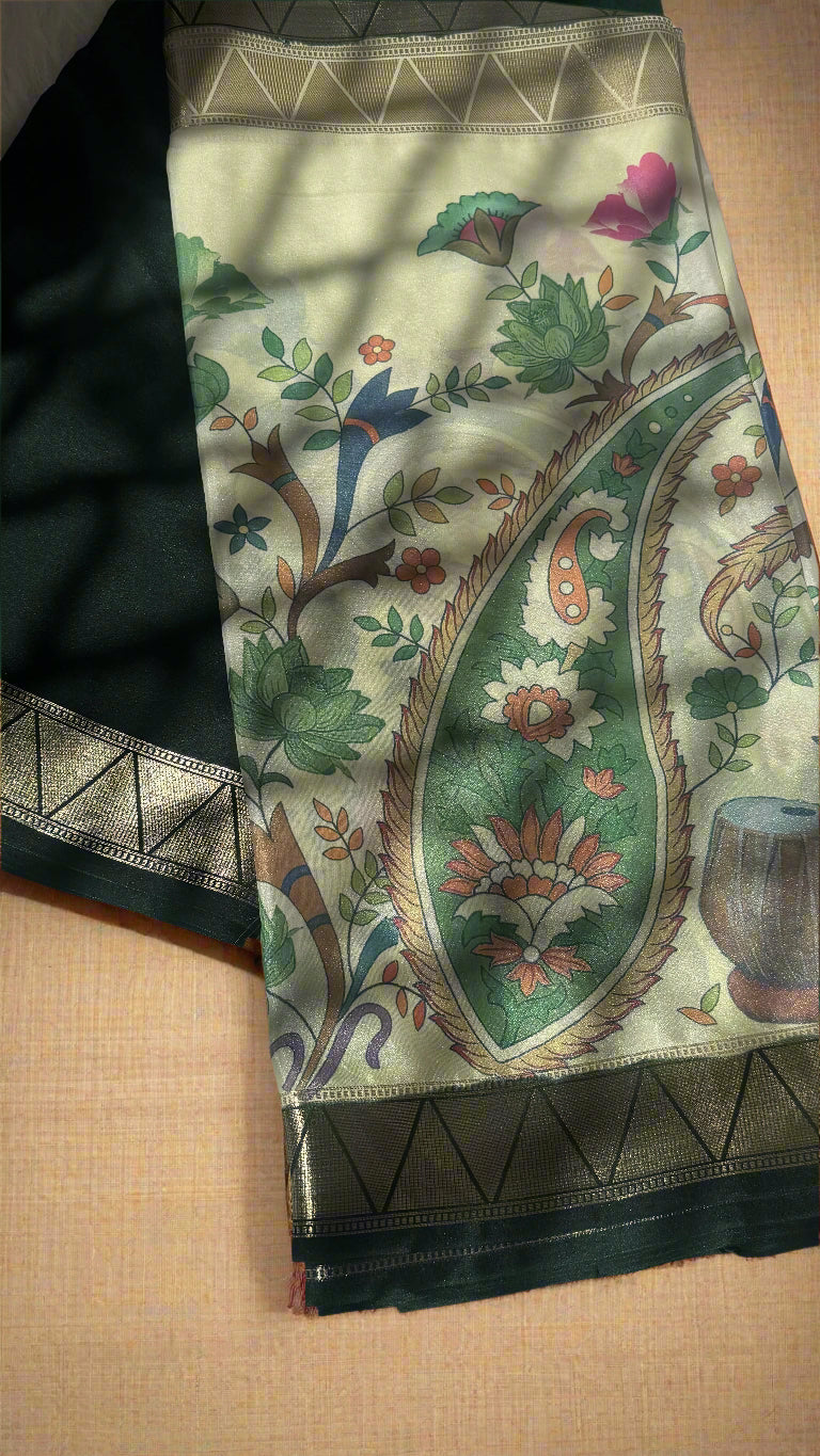 Kalamakari Dark Green and Cream