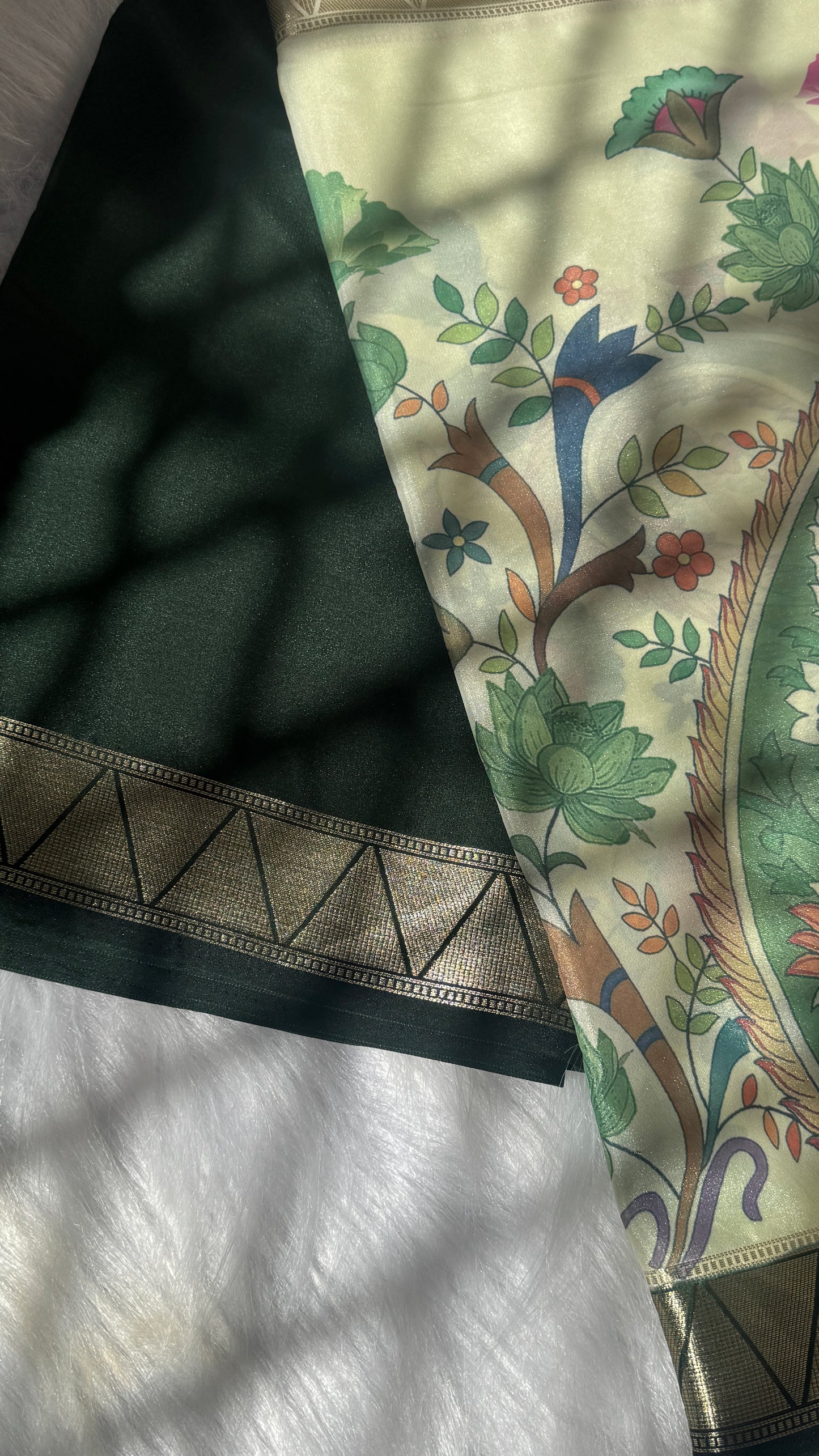 Kalamakari Dark Green and Cream