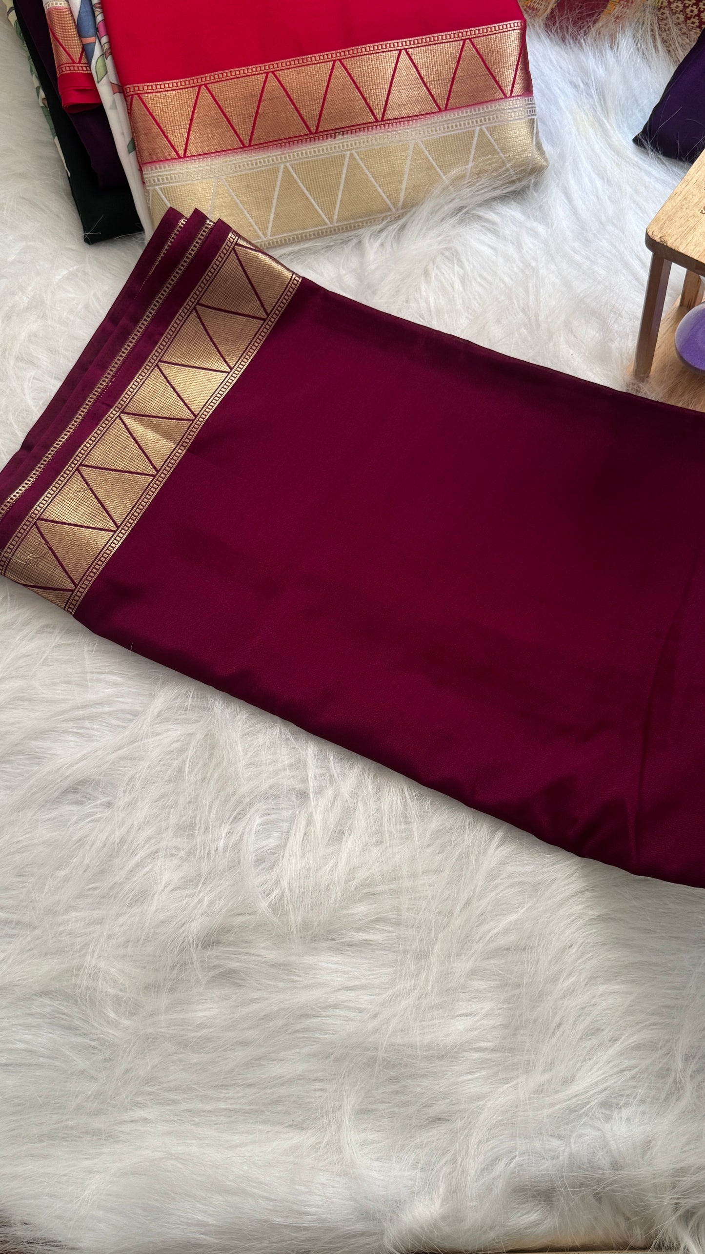 Kalamakari Wine & Baby Pink Silk Saree