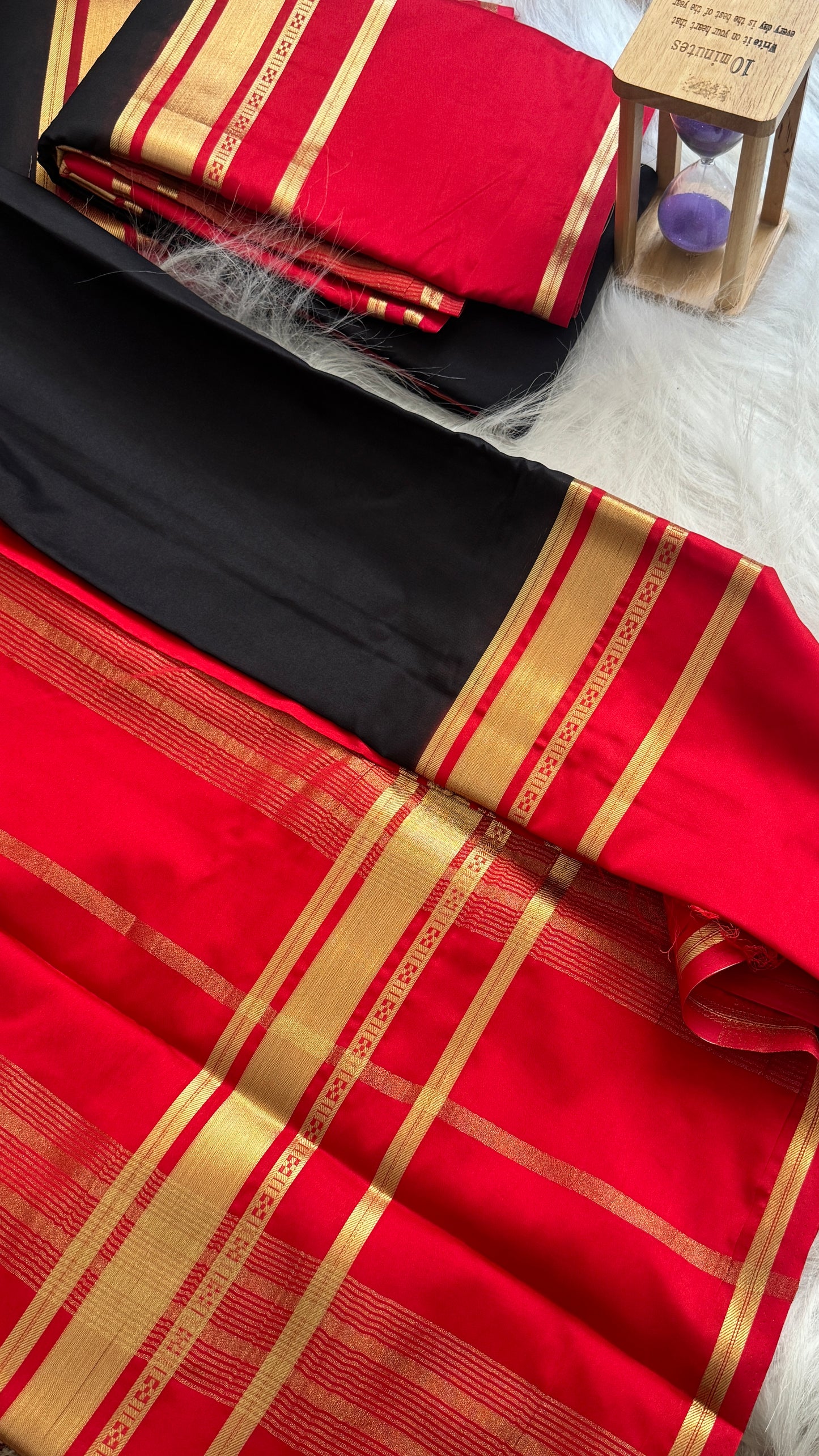 Semi Silk Saree - Bentex Boarder Black & Pink