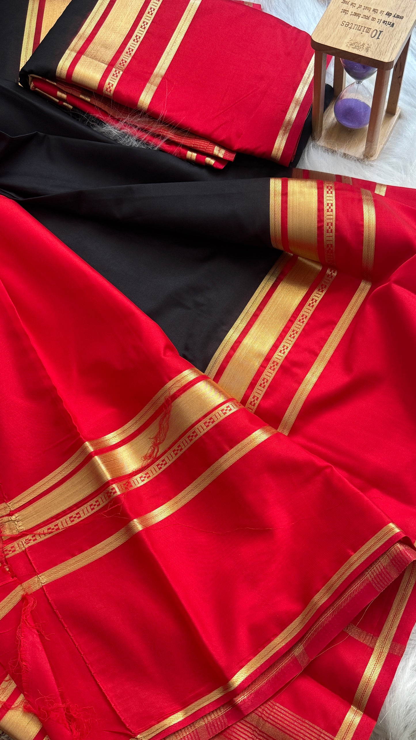 Semi Silk Saree - Bentex Boarder Black & Pink