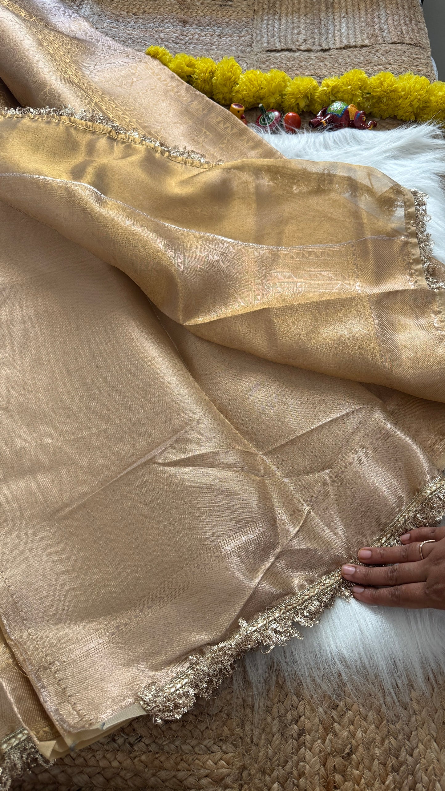 Banarasi Handloom Tissue Silk Saree GOLD