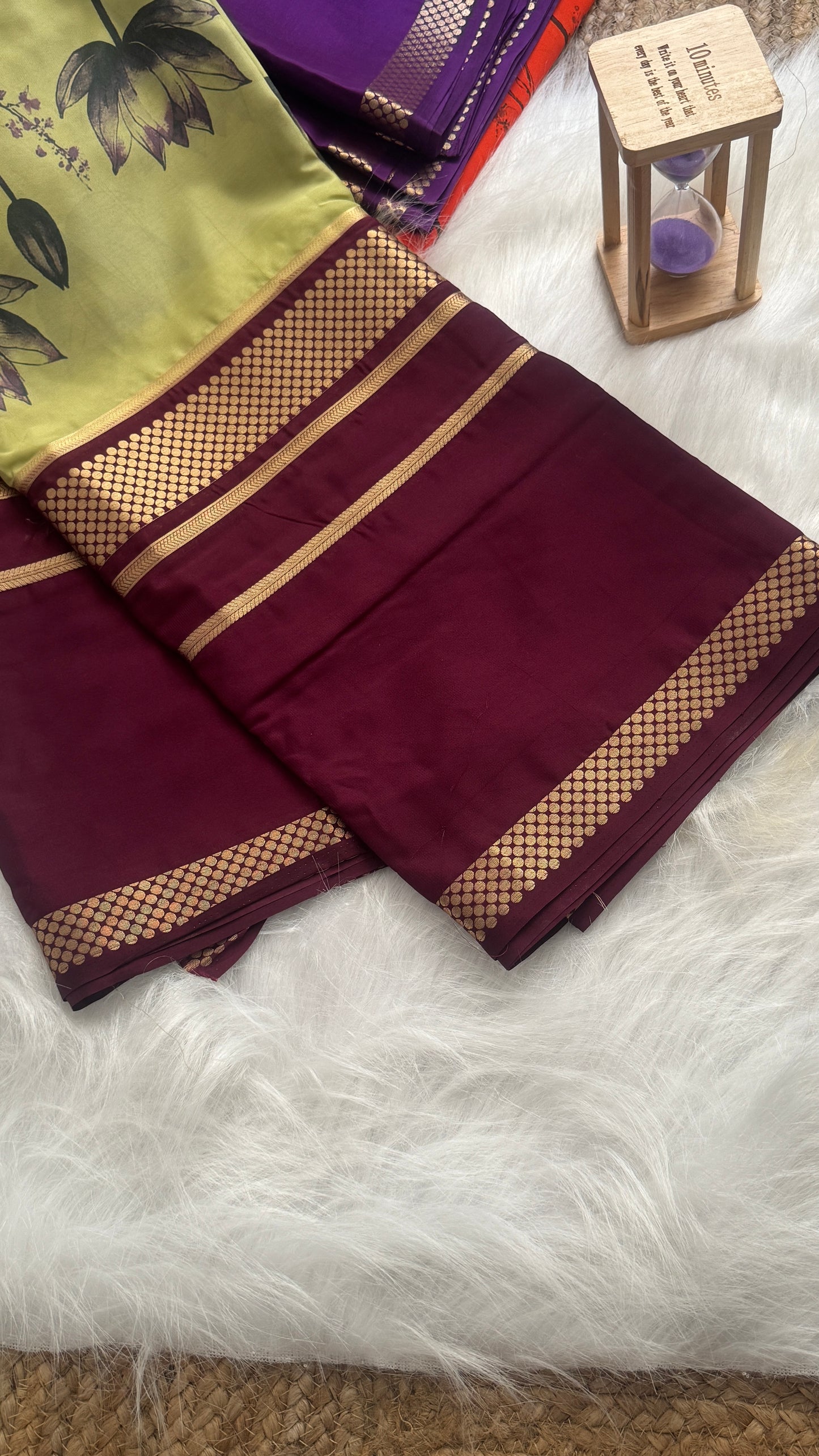Crepe Kalamkari Print Pista Green & Brown Saree