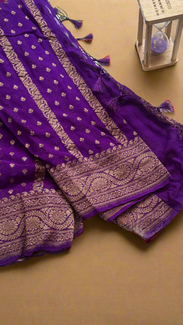 Khaddi Georgette Royal Blue Saree