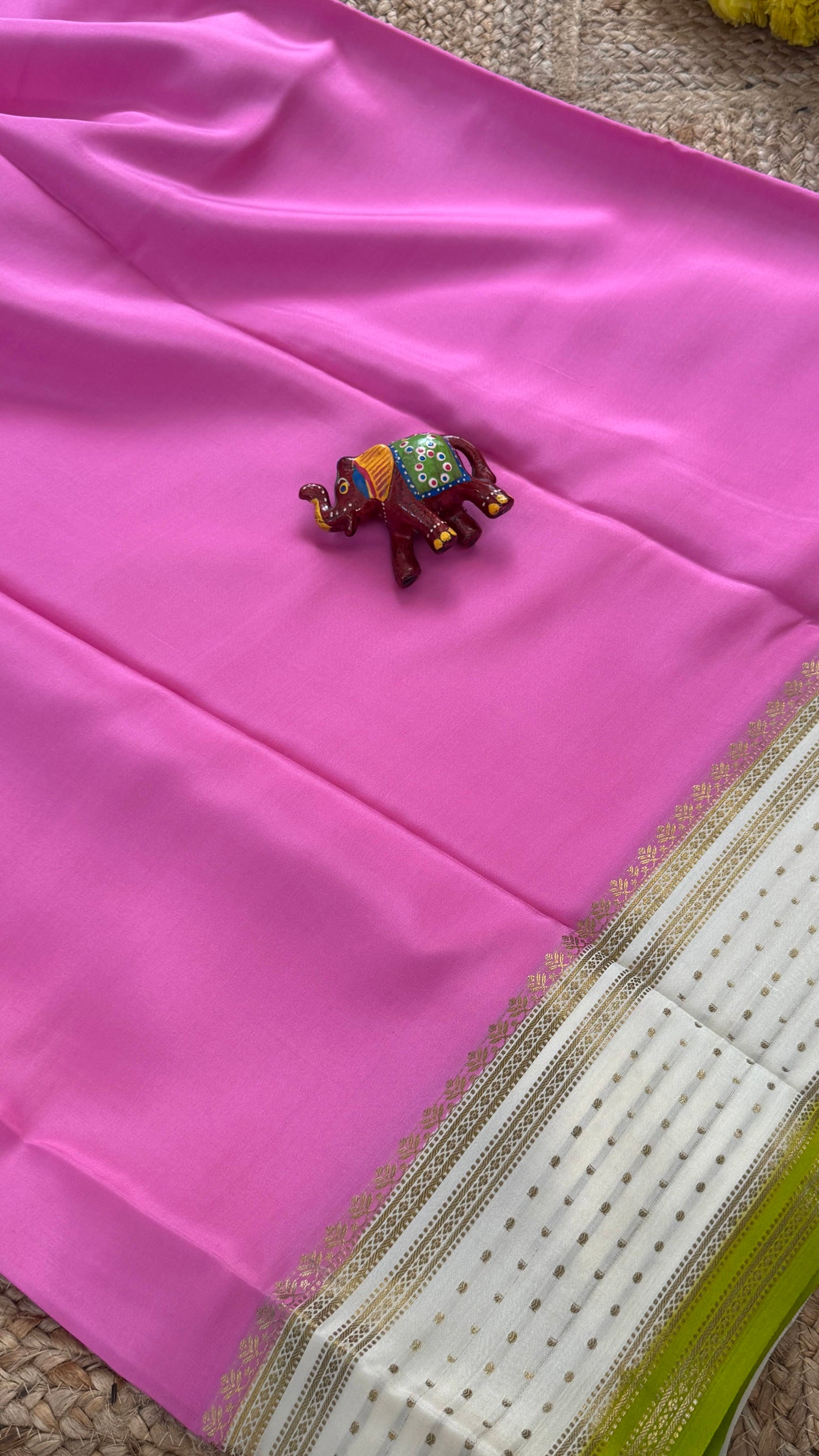 Pure Mysore Silk - Bespoke Drapes - Baby Pink & White & Light Green