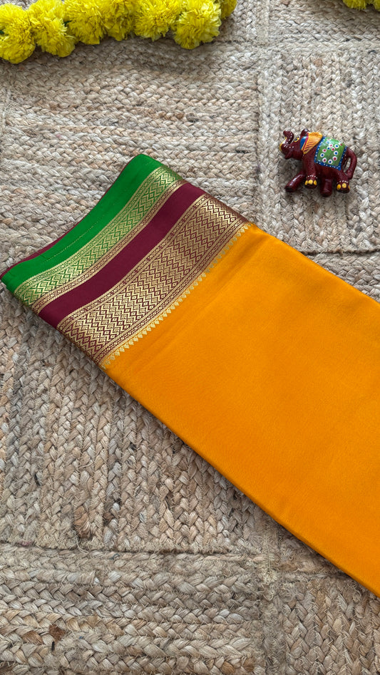 Pure Mysore Silk - Bespoke Drapes - Mustard & Maroon & Green
