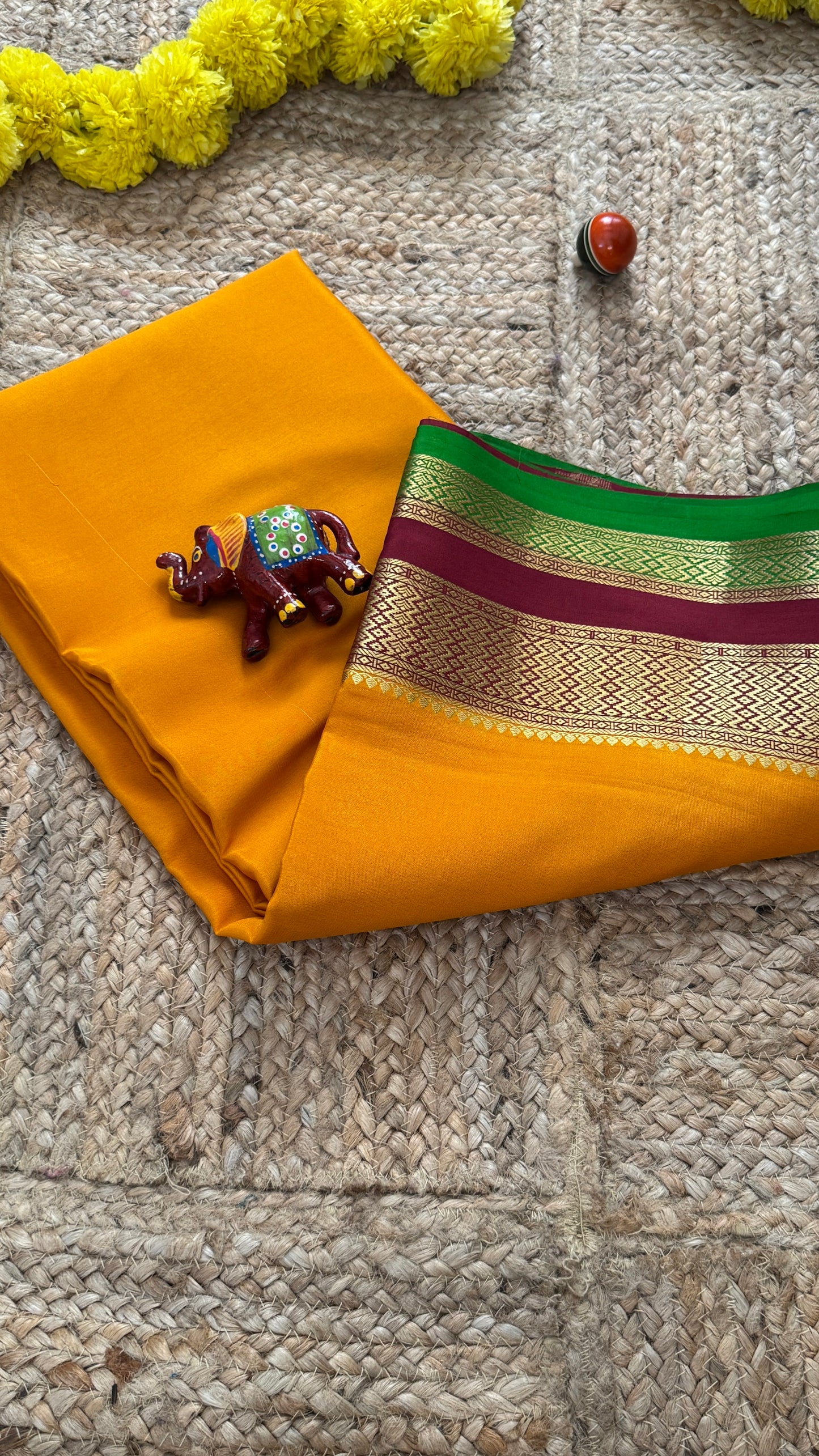 Pure Mysore Silk - Bespoke Drapes - Mustard & Maroon & Green