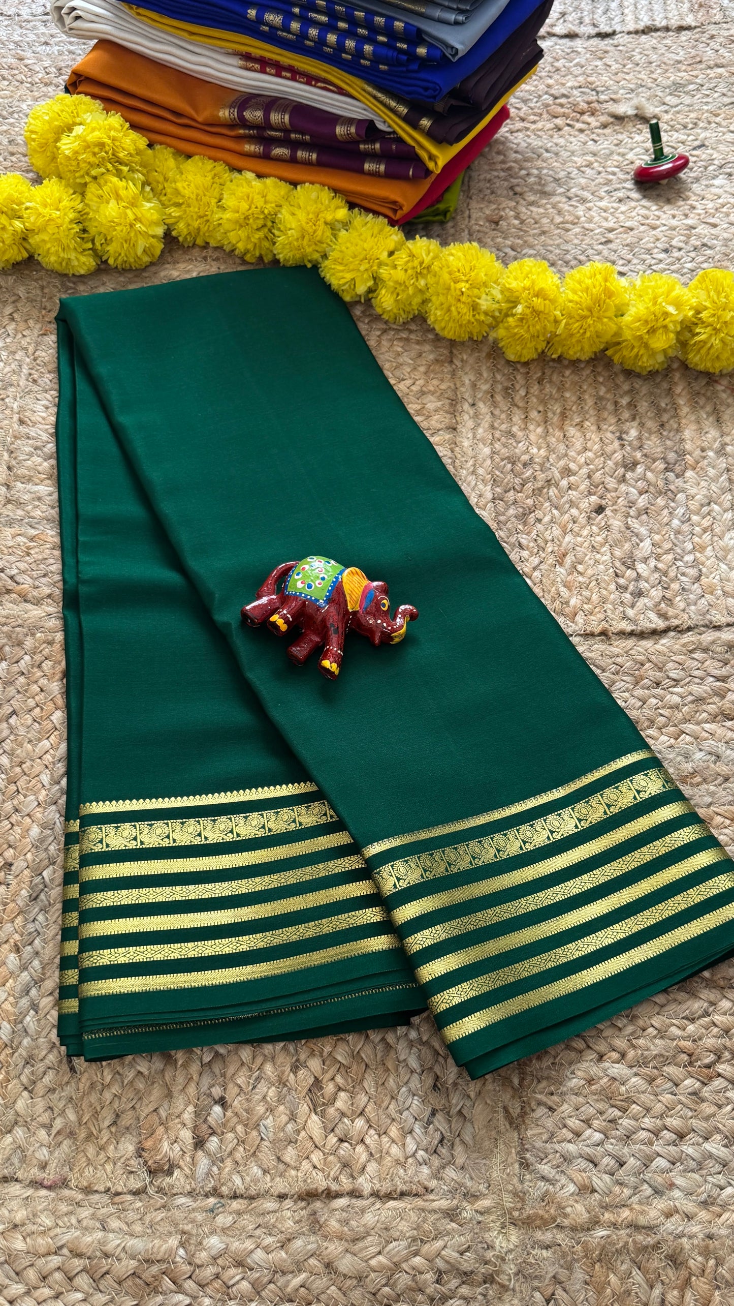 Mysore Silk Lite - Green with Piping Boarder