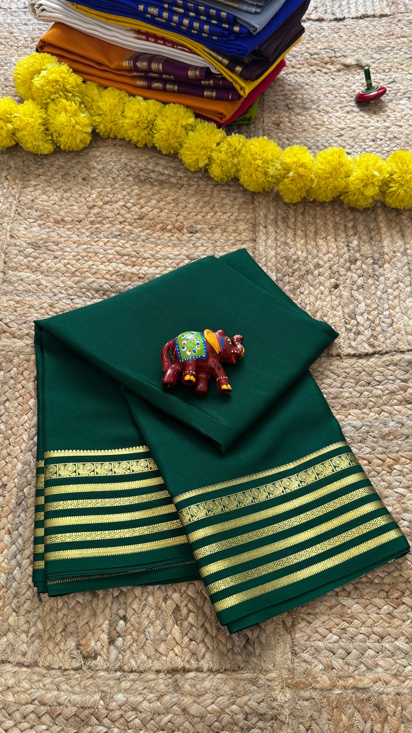 Mysore Silk Lite - Green with Piping Boarder