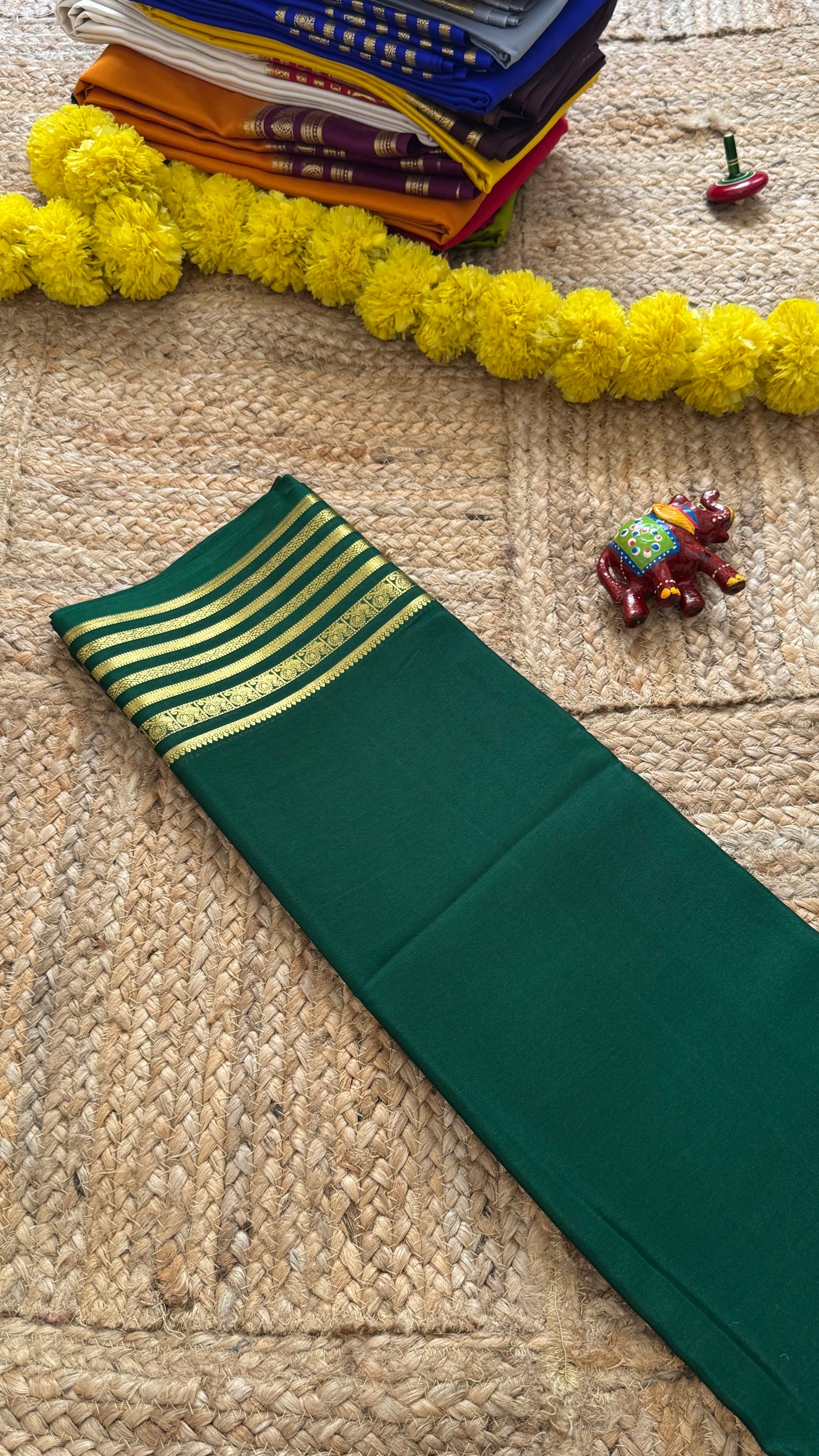 Mysore Silk Lite - Green with Piping Boarder