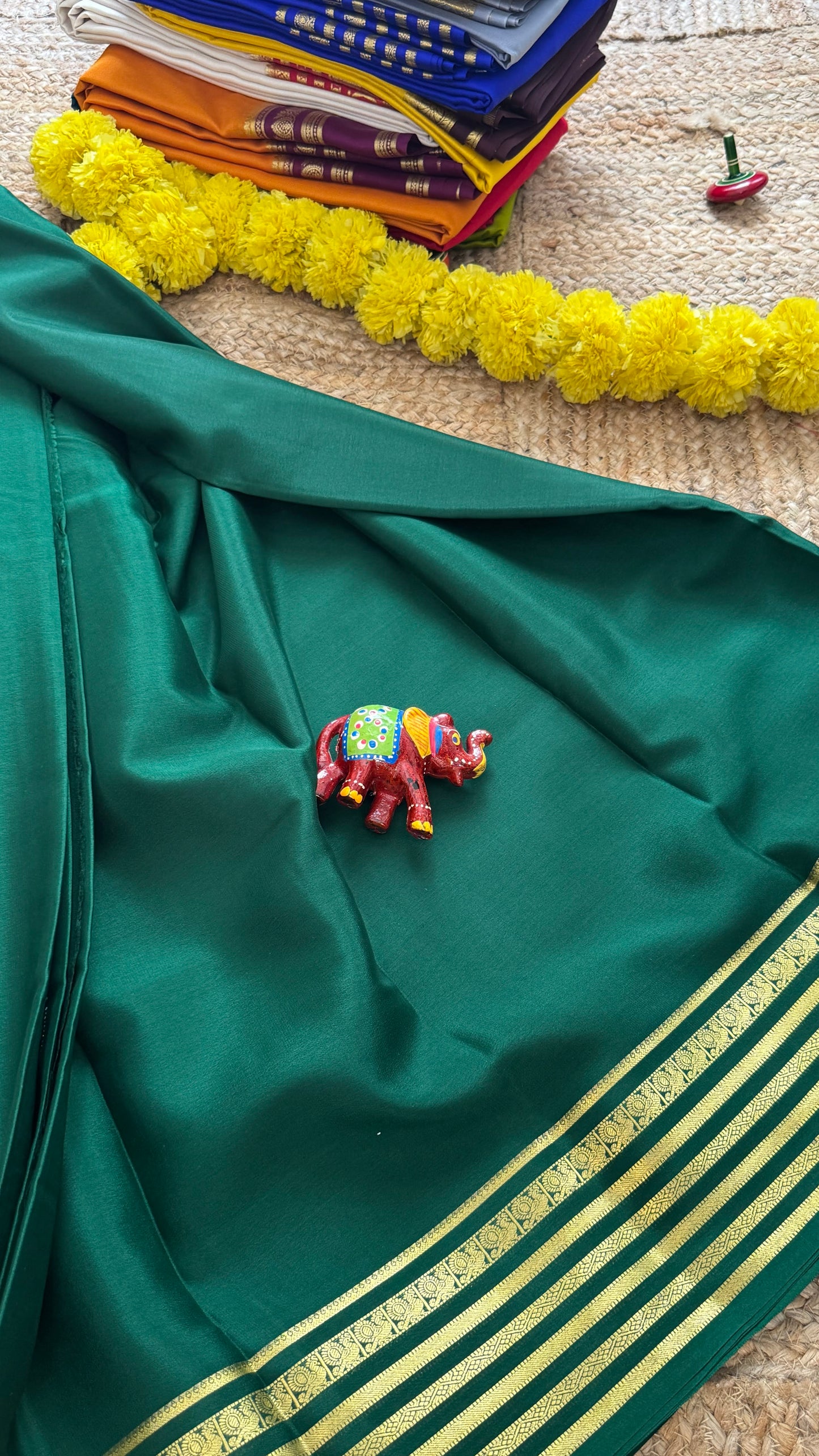 Mysore Silk Lite - Green with Piping Boarder