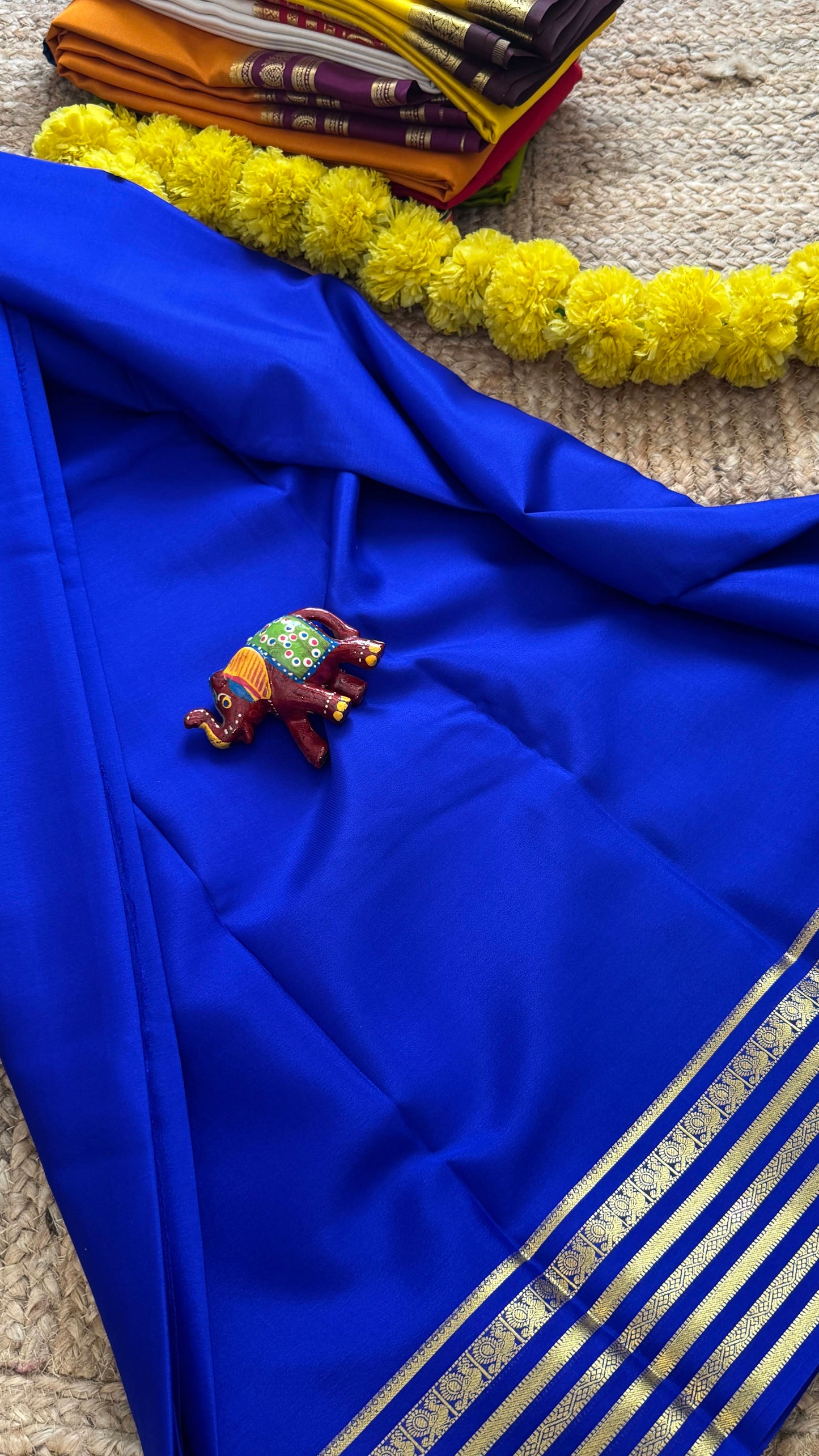 Mysore Silk Lite - Blue with Piping Boarder