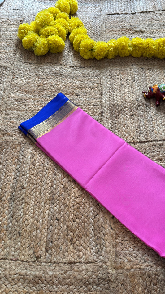 Mysore Silk Lite - Pink and Blue Boarder