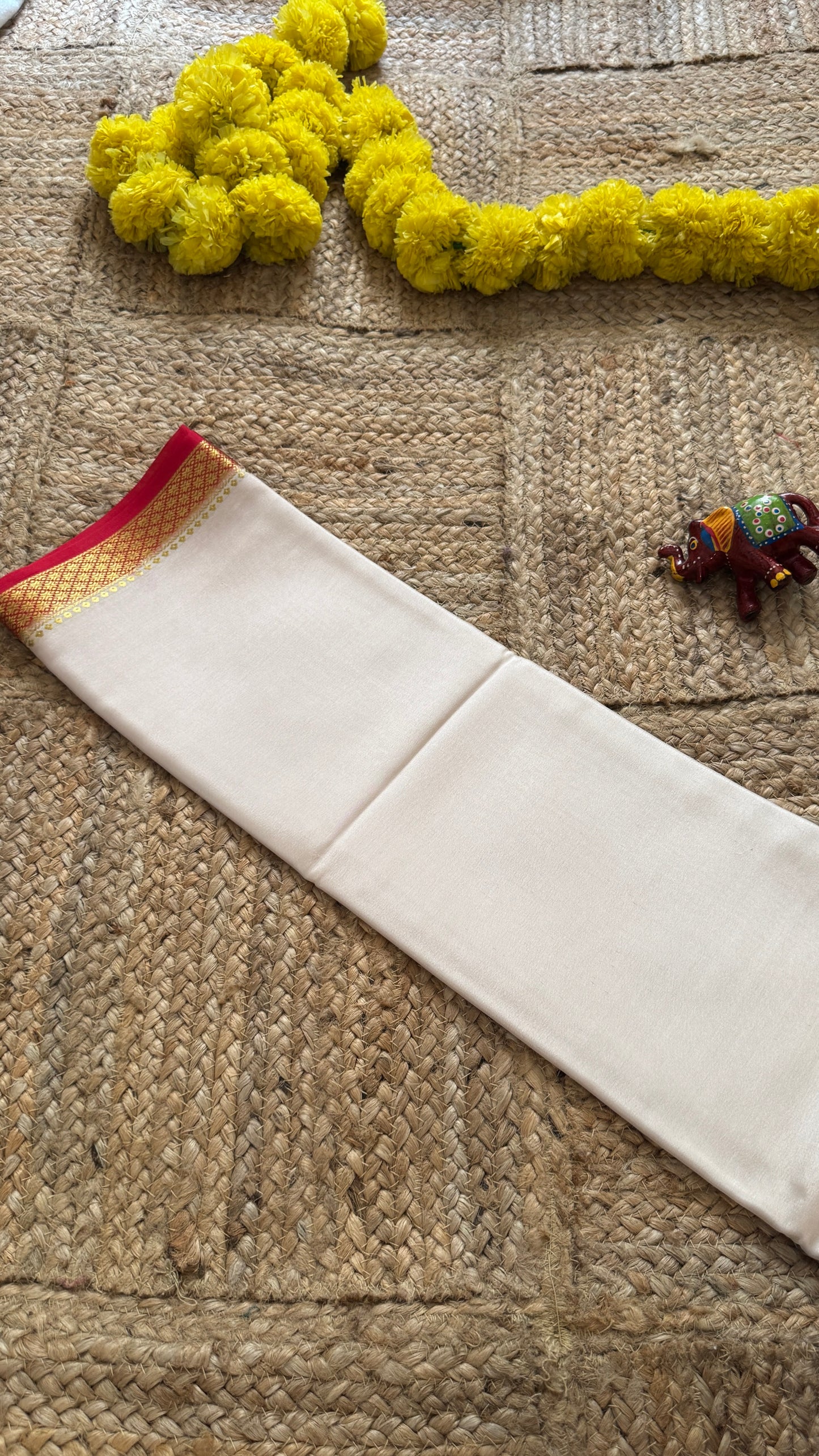 Mysore Silk Lite - White and Red Boarder