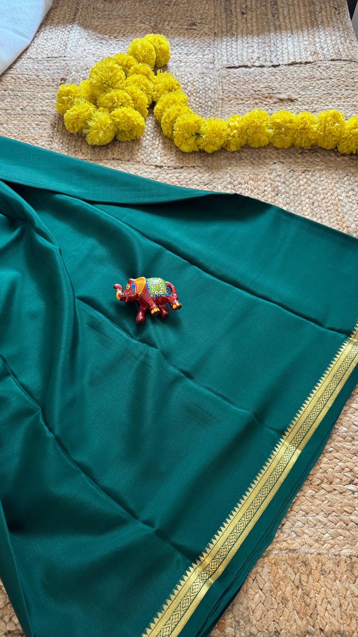Mysore Silk Lite - Green with Small Boarder