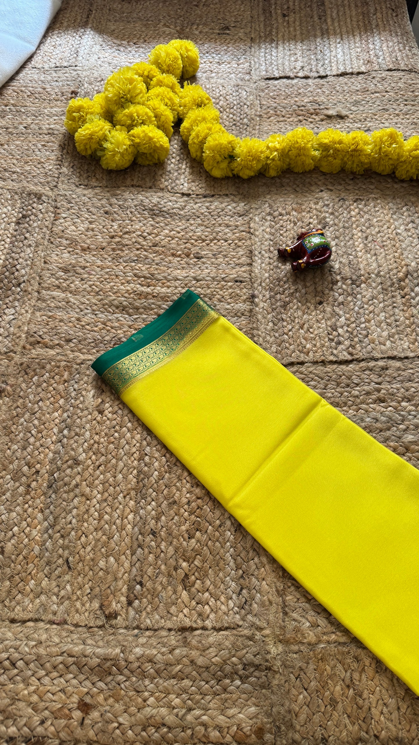 Mysore Silk Lite - Yellow and Green Boarder