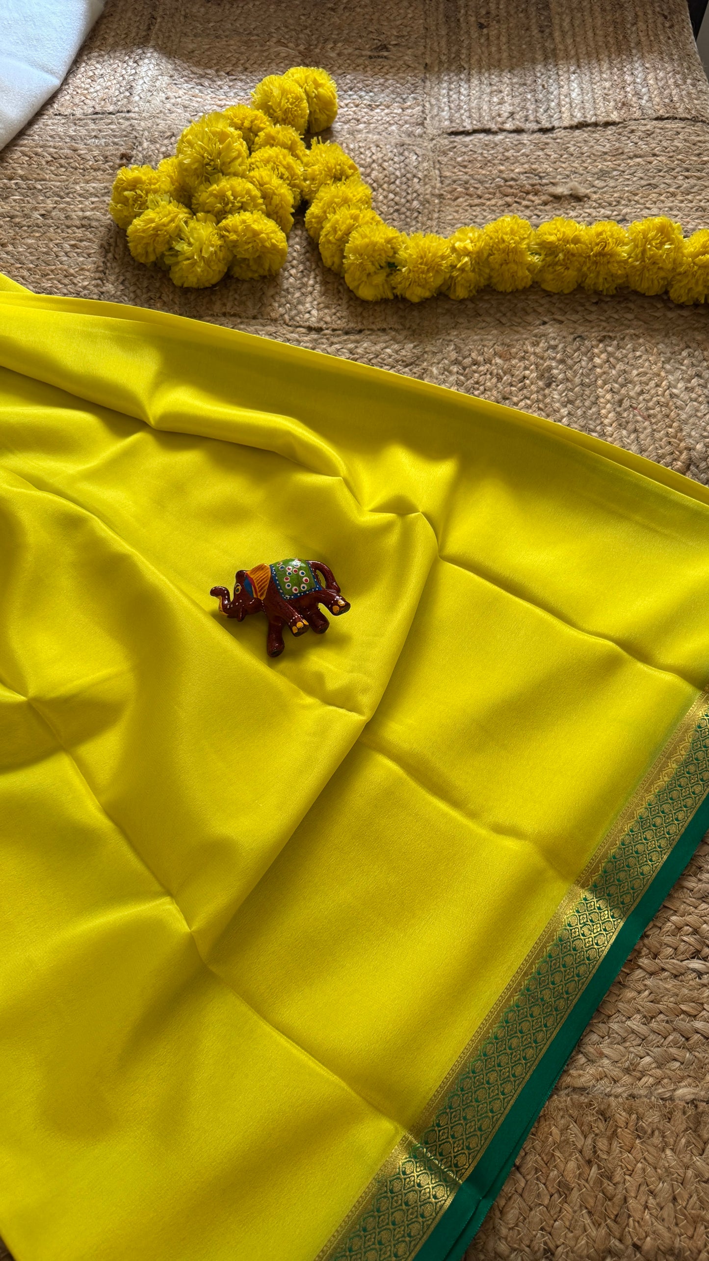 Mysore Silk Lite - Yellow and Green Boarder