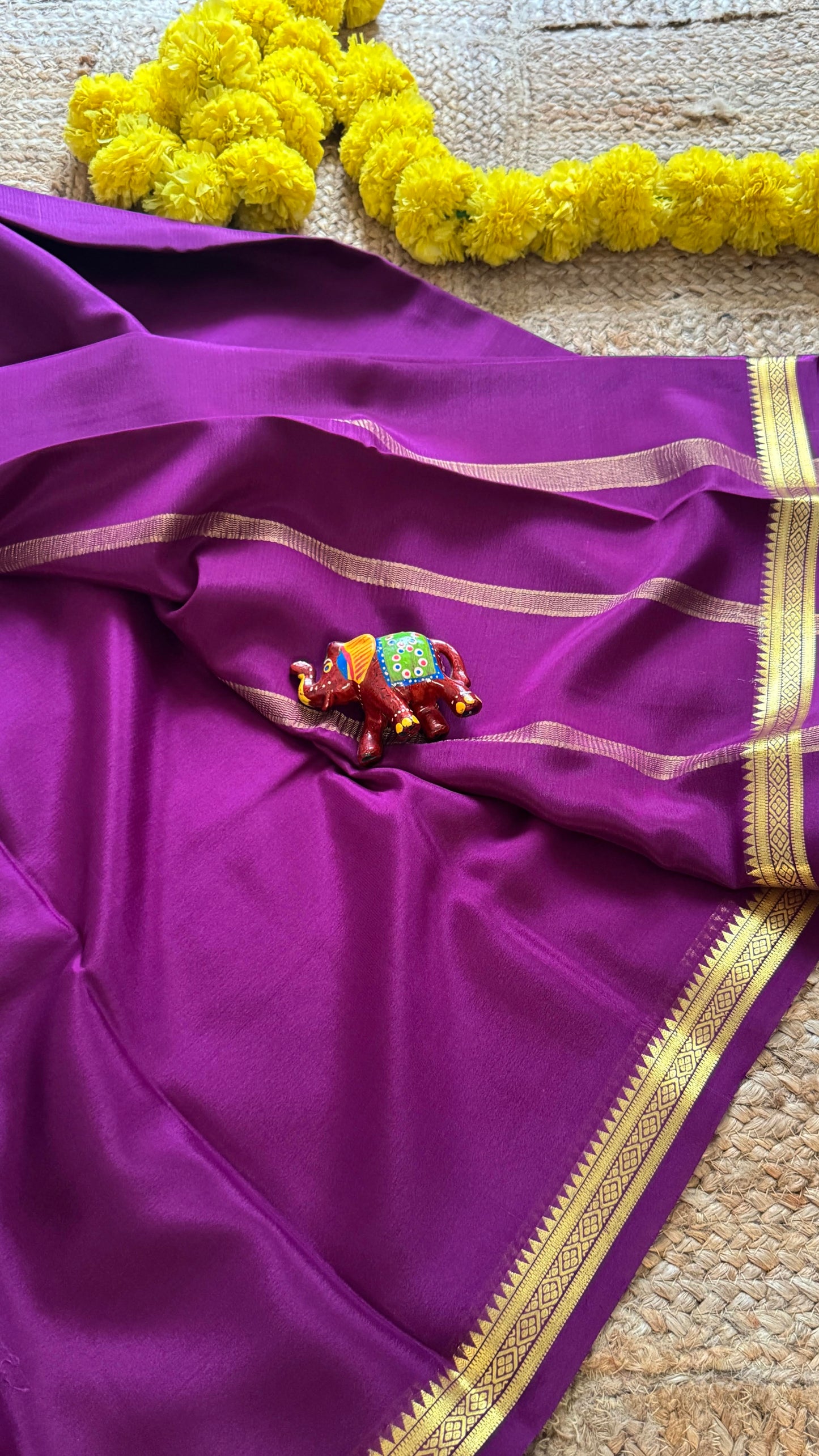 Mysore Silk Lite - Purple small boarder
