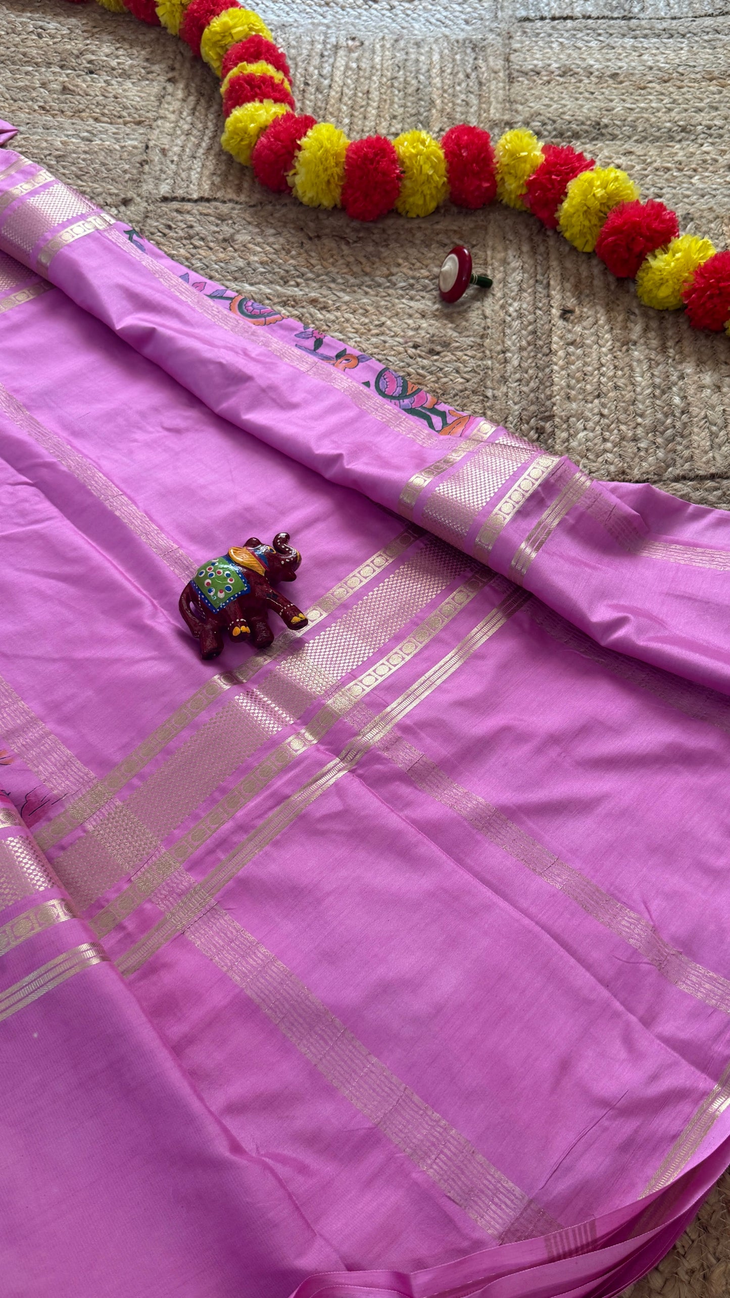 Semi Silk Kalamkari Print Saree - Pink1