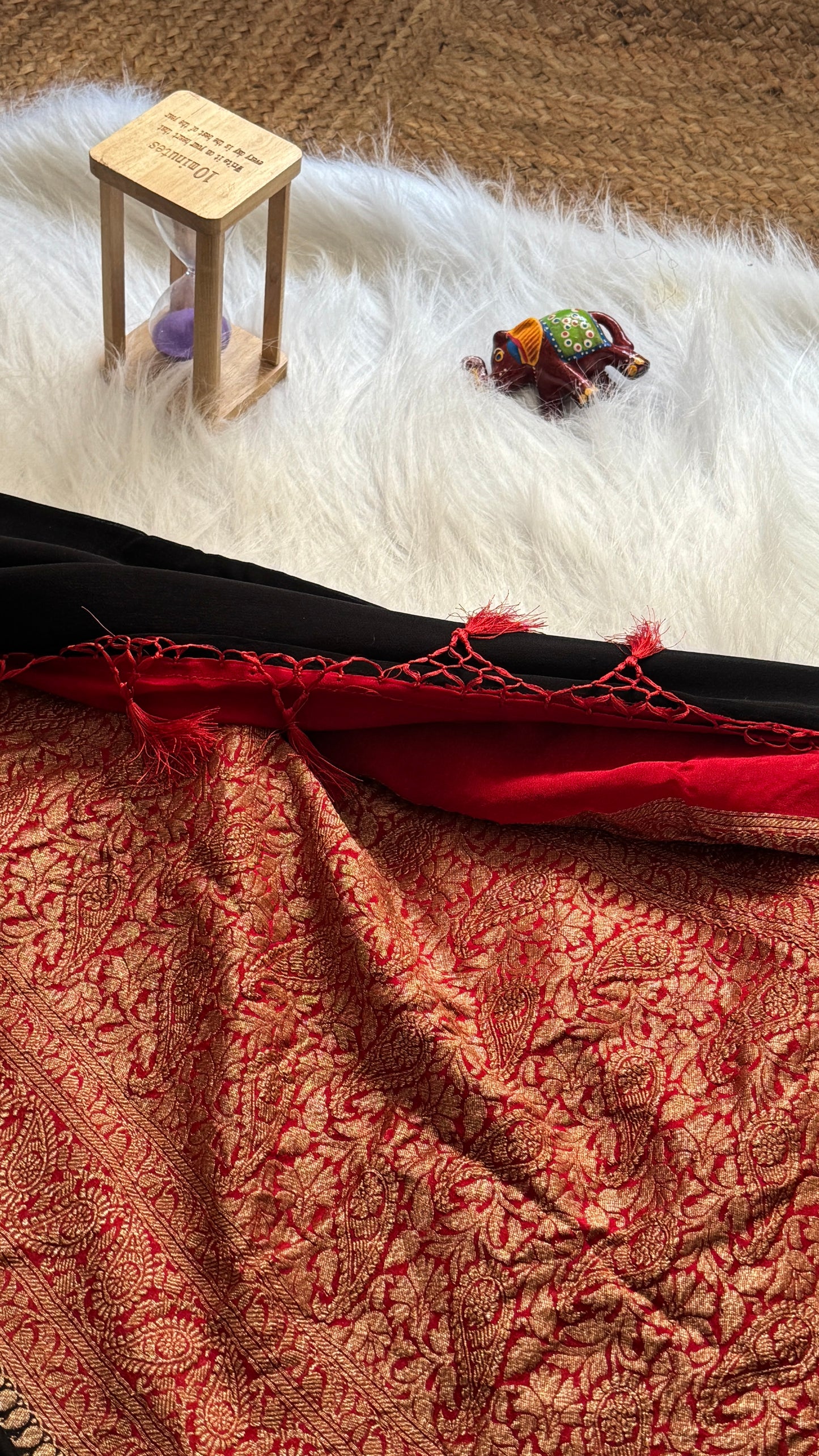 Khaddi Georgette - Black and Red