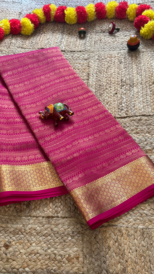 2. Pure Mysore Silk Bridal Saree – Royal Grandeur PINK